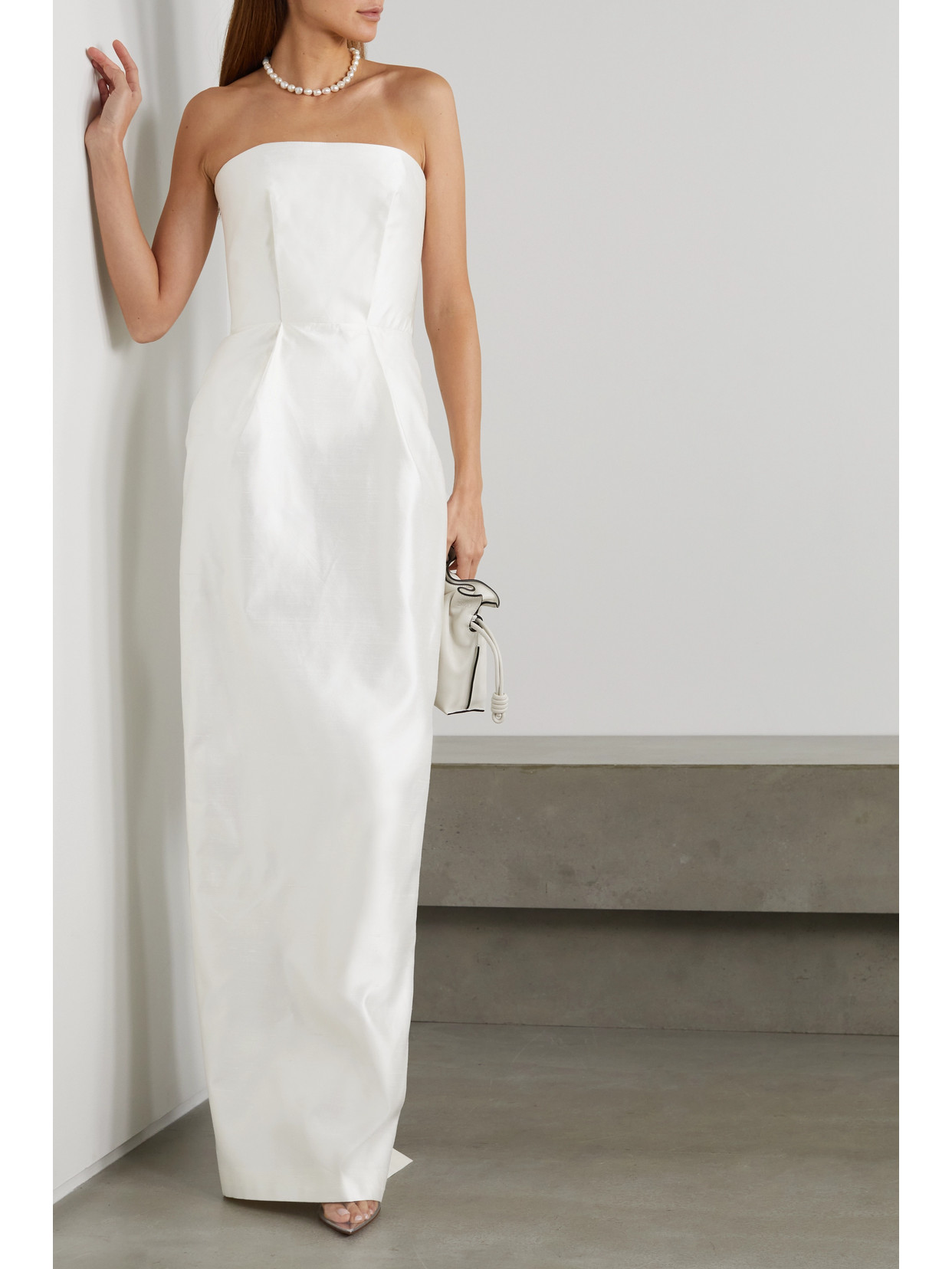 Rasario Strapless Duchesse Silk-satin Gown In White