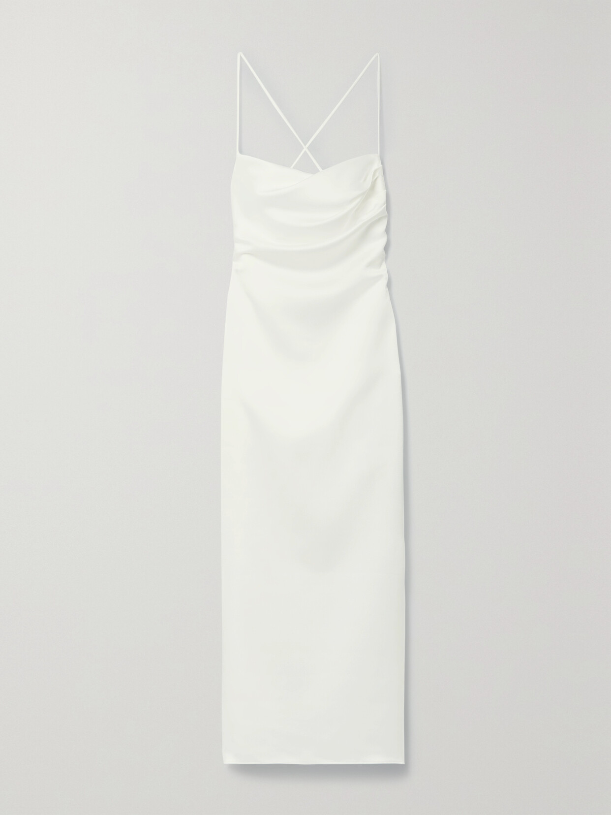 Rasario Lace-up Duchesse-satin Midi Dress In White