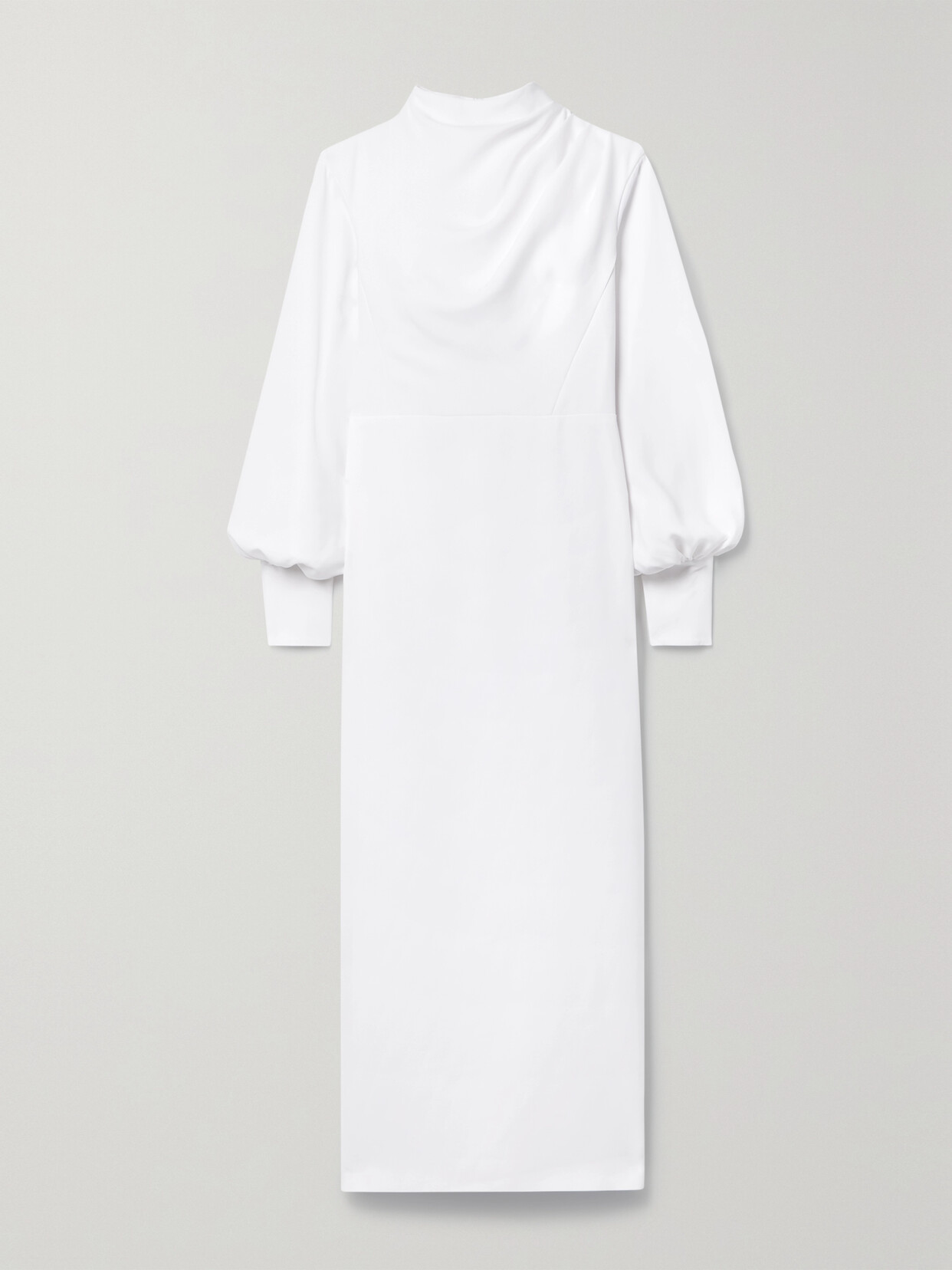 RASARIO Gathered Stretch-crepe Midi Dress - White