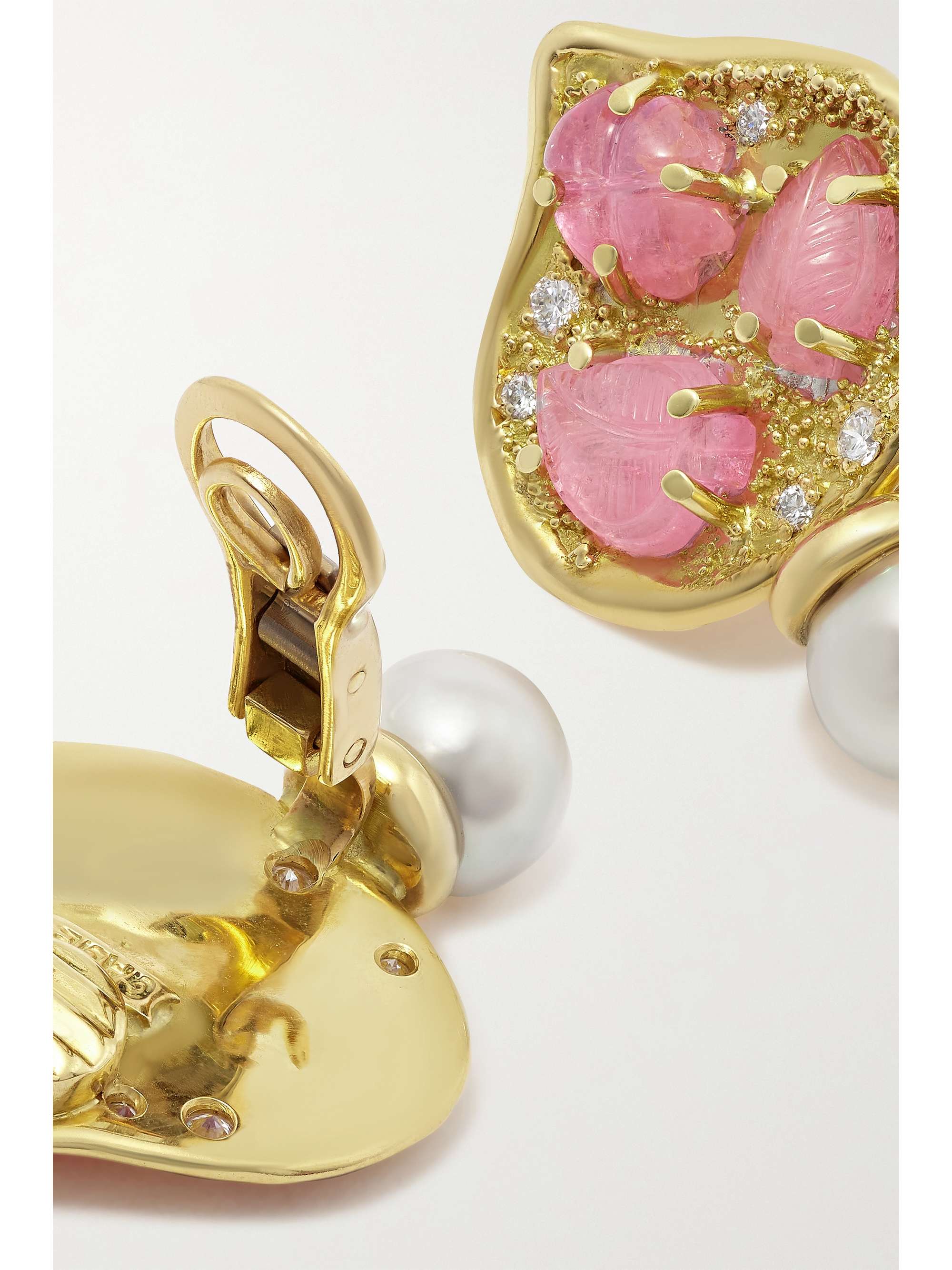 ELIZABETH GAGE Shiraz 18-karat gold multi-stone clip earrings