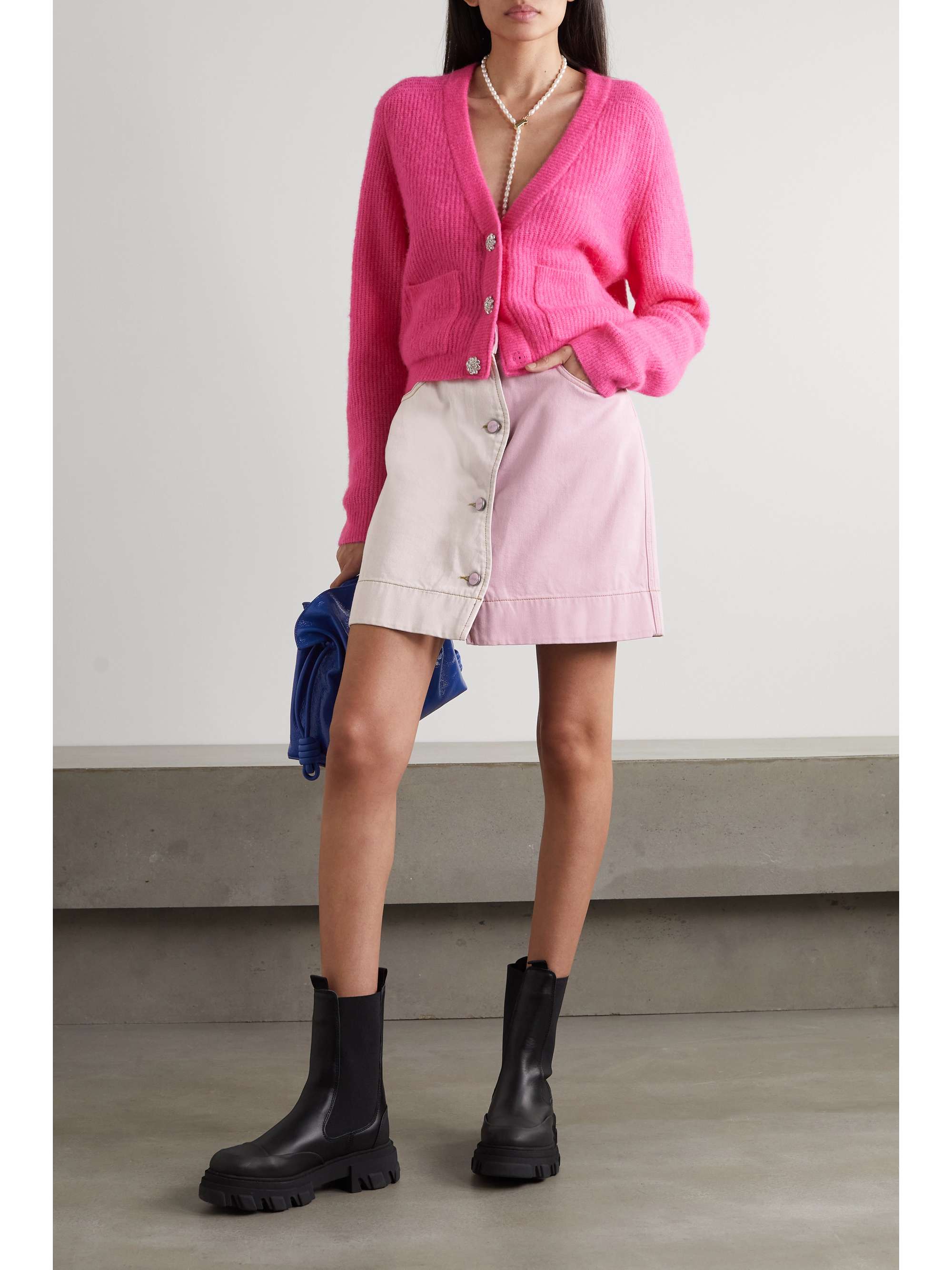 GANNI Twotone organic denim mini skirt NETAPORTER