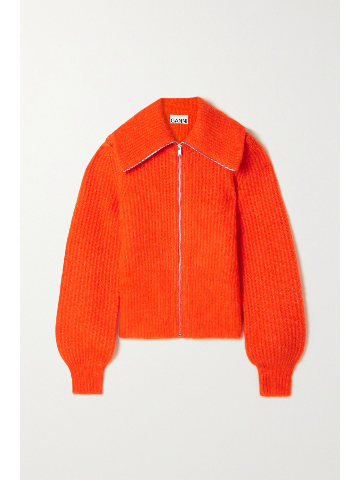 Ganni Exaggerated-collar Wool-blend Jacket In Orangedotcom ModeSens