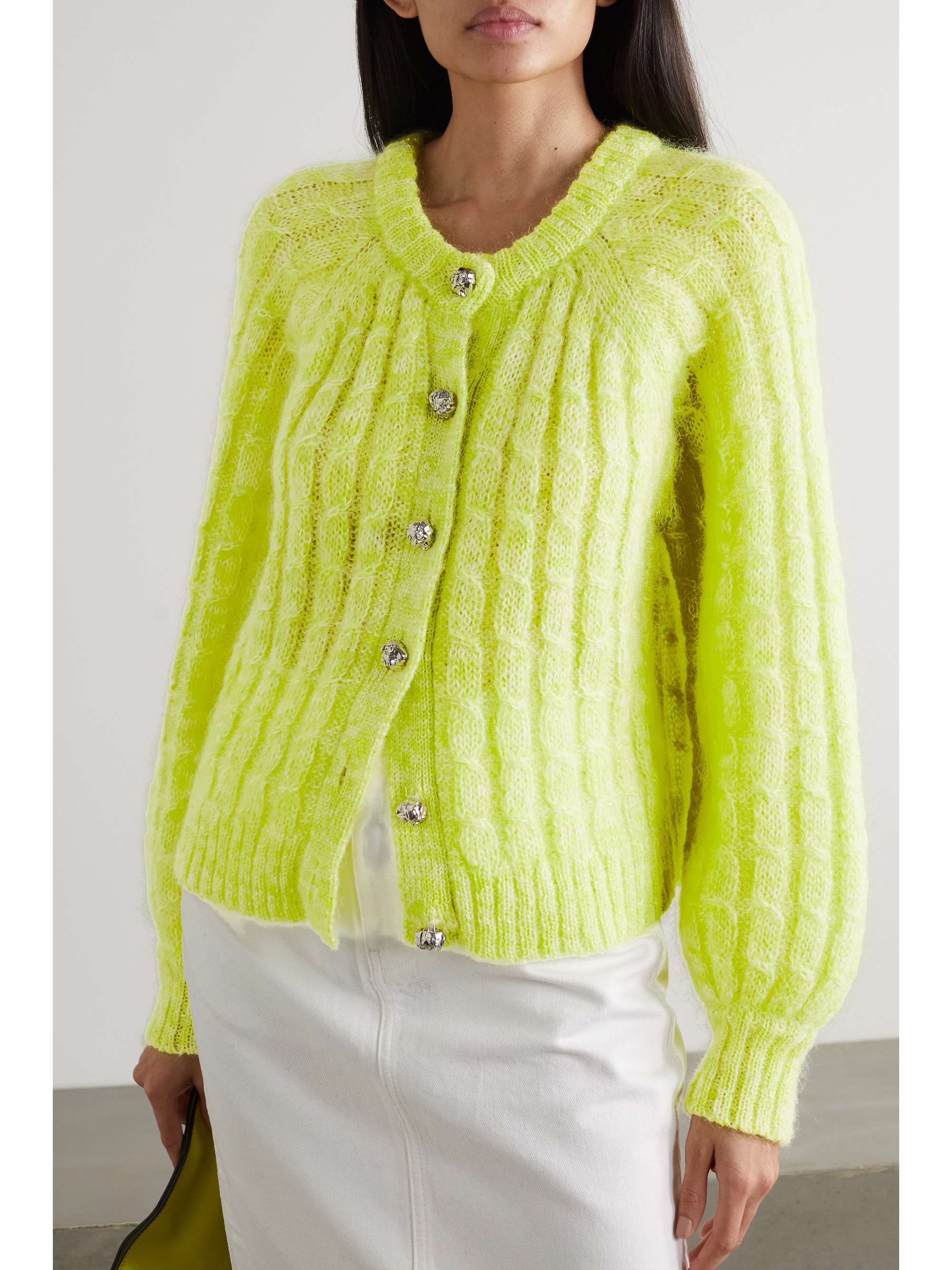 ganni cable knit cardigan