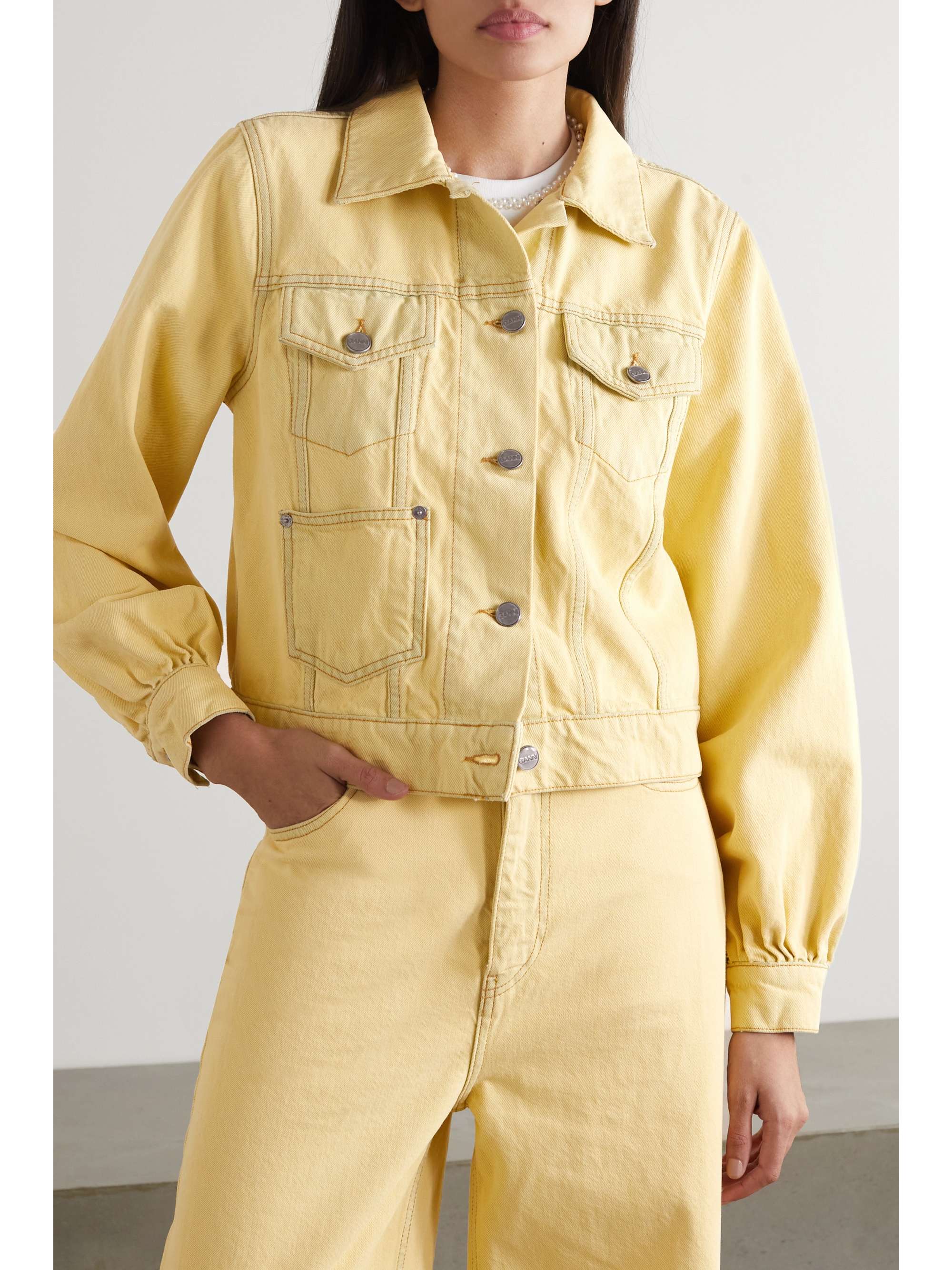 GANNI Bleached organic denim jacket