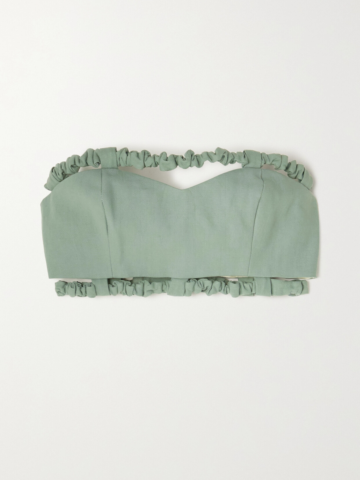 Ganni Suiting Sweetheart-neckline Organic-cotton Top In Green Bay