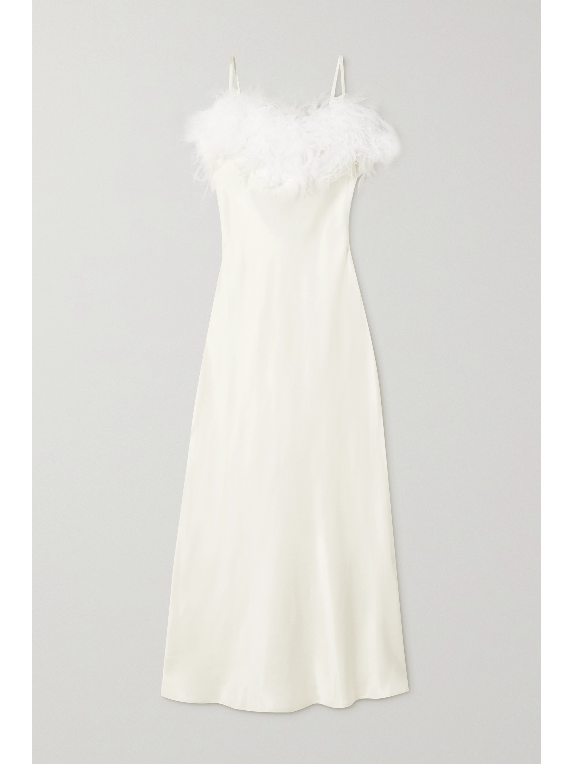 Sleeper + NET SUSTAIN Boheme feather-trimmed ECOVERO-satin midi dress