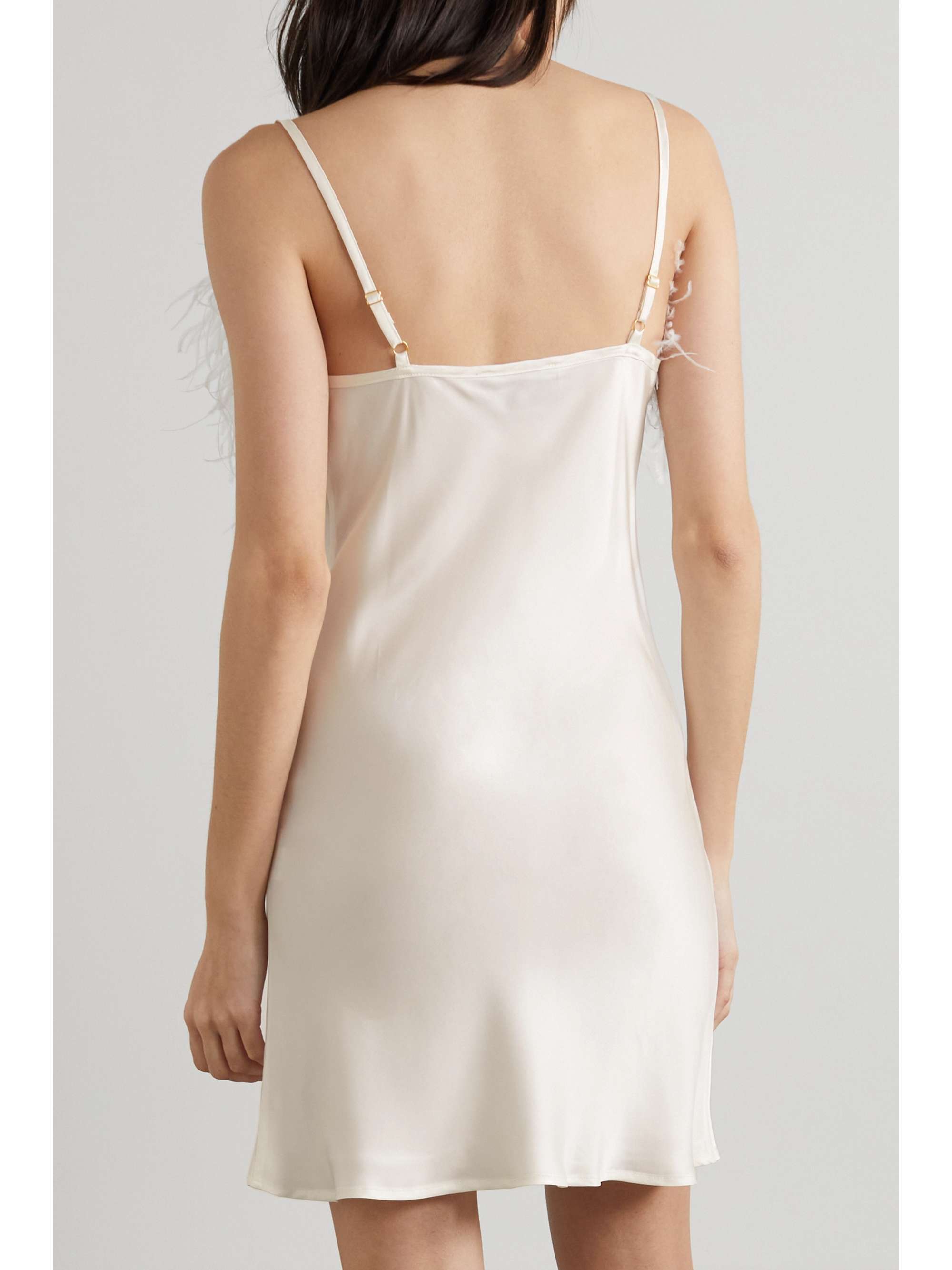 SLEEPER + NET SUSTAIN Boheme feather-trimmed ECOVERO-satin mini dress