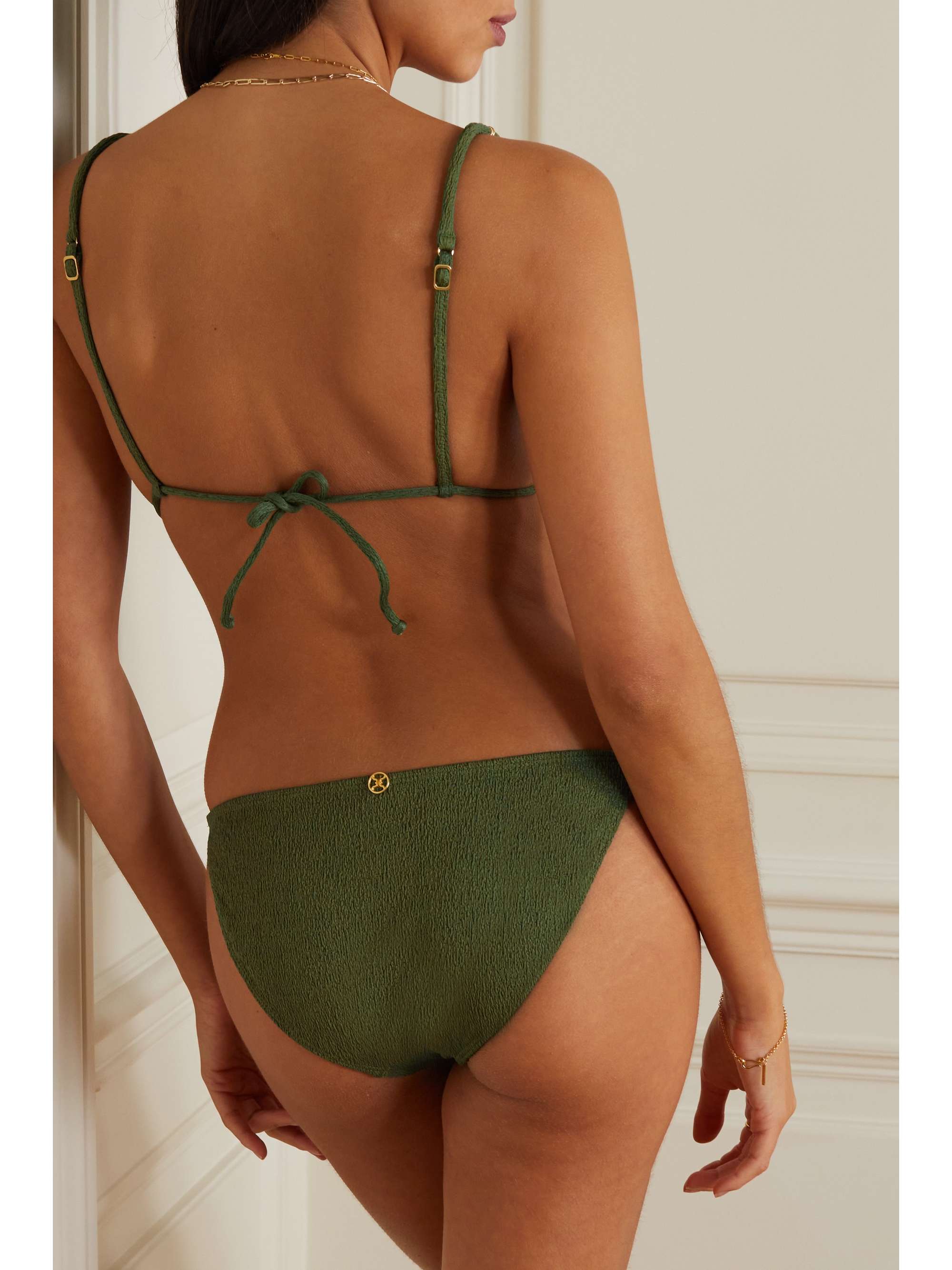 VIX Embellished seersucker triangle bikini top