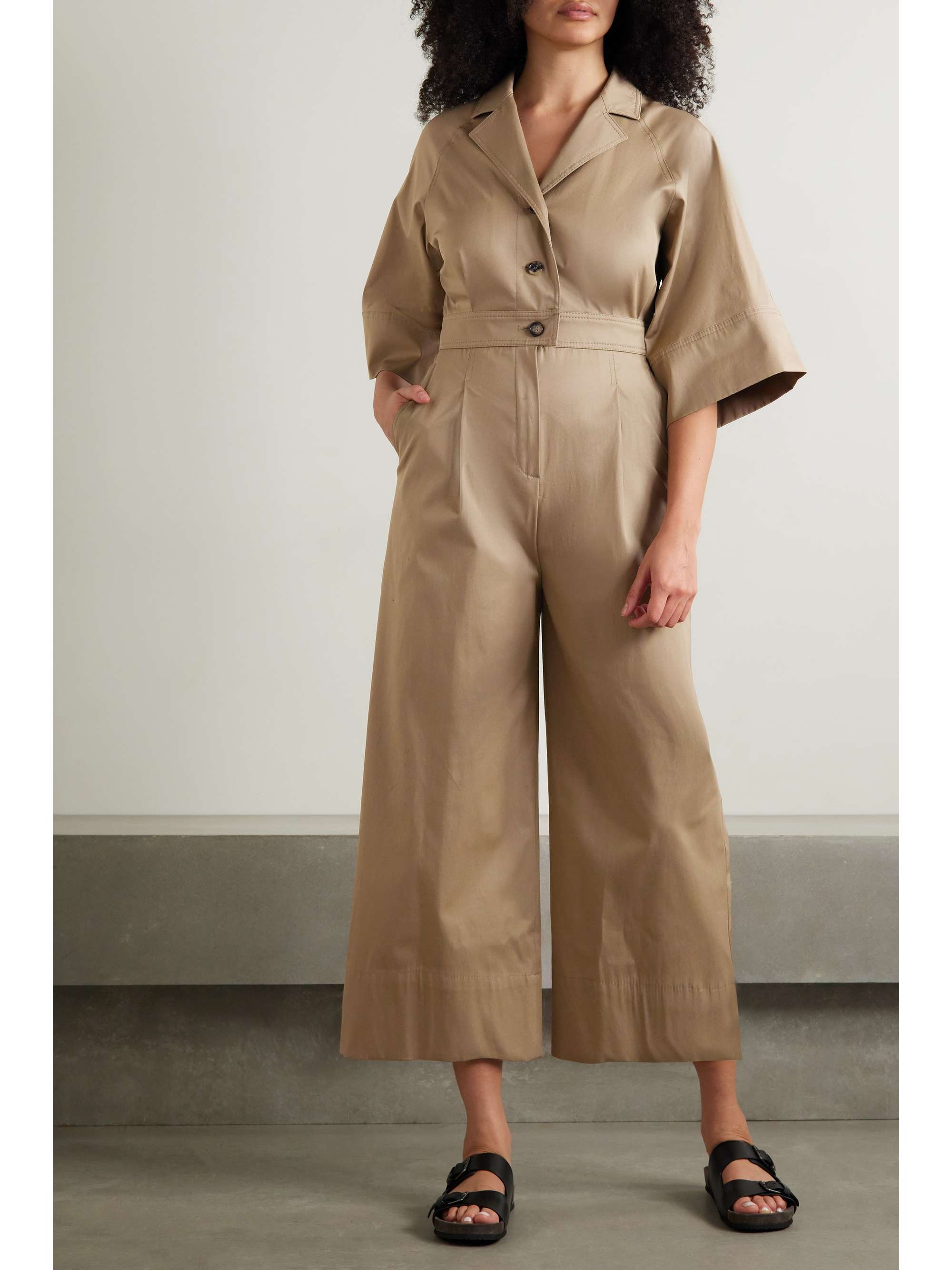 MAX MARA Pleated cotton-blend twill jumpsuit