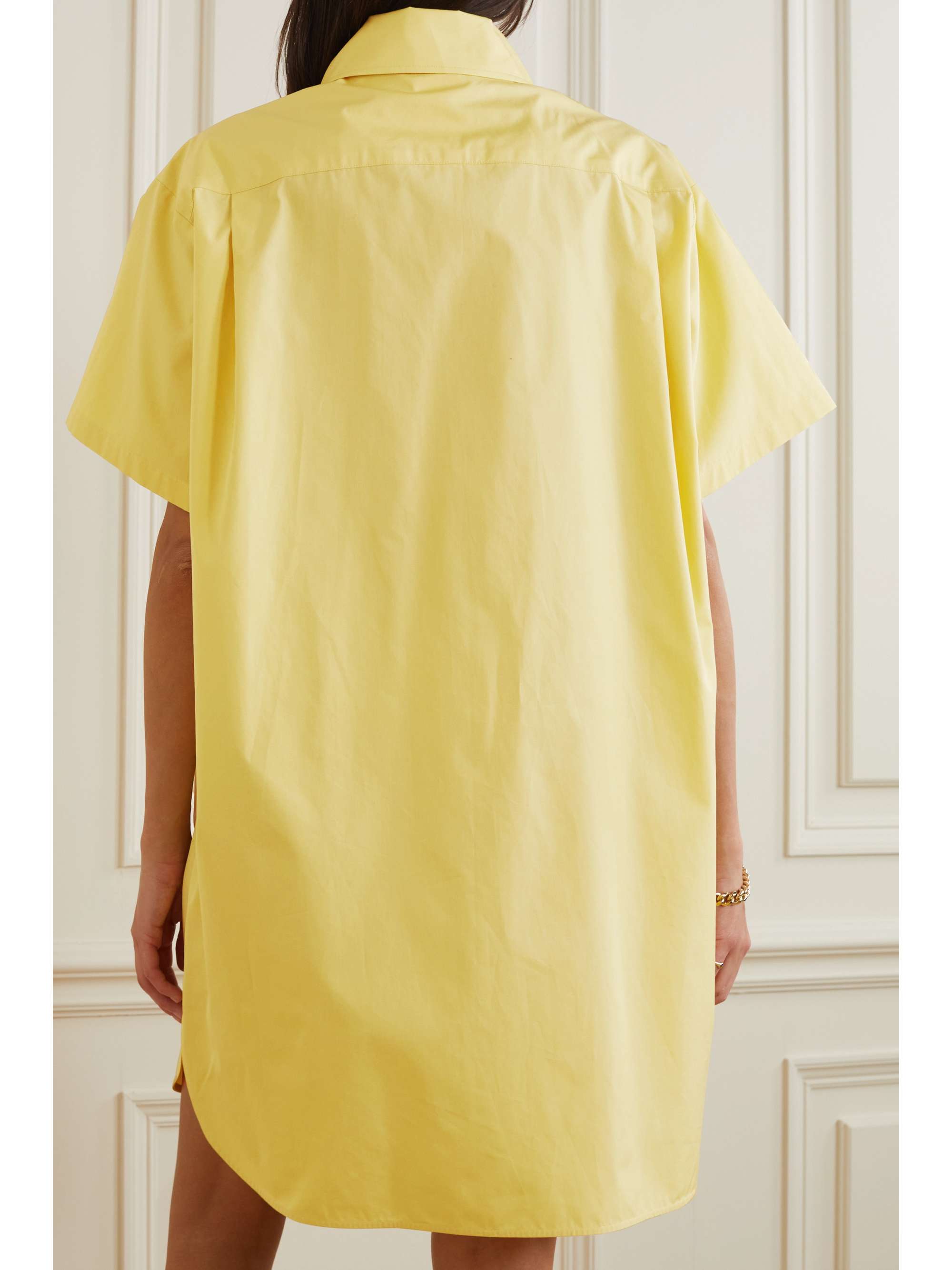 MAX MARA Palau embroidered cotton-poplin mini shirt dress