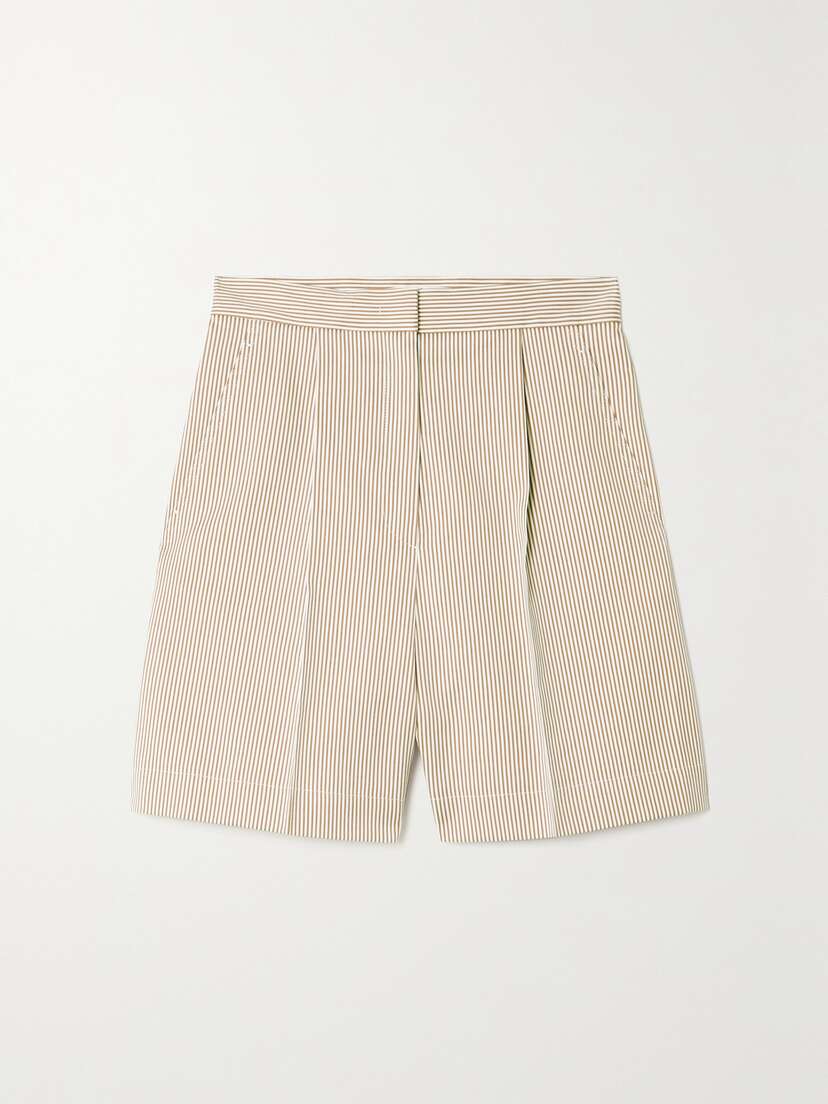 Max Mara — Zampino pleated striped cotton and silk-blend shorts