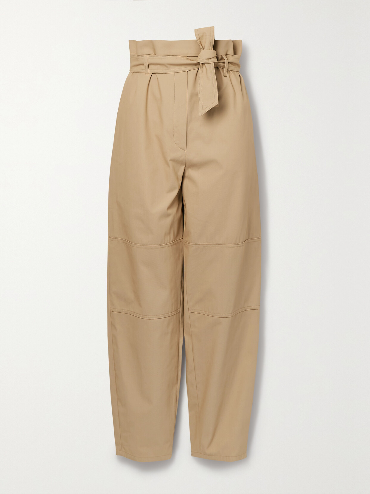 MAX MARA CANOSSA BELTED COTTON-BLEND TWILL TAPERED PANTS