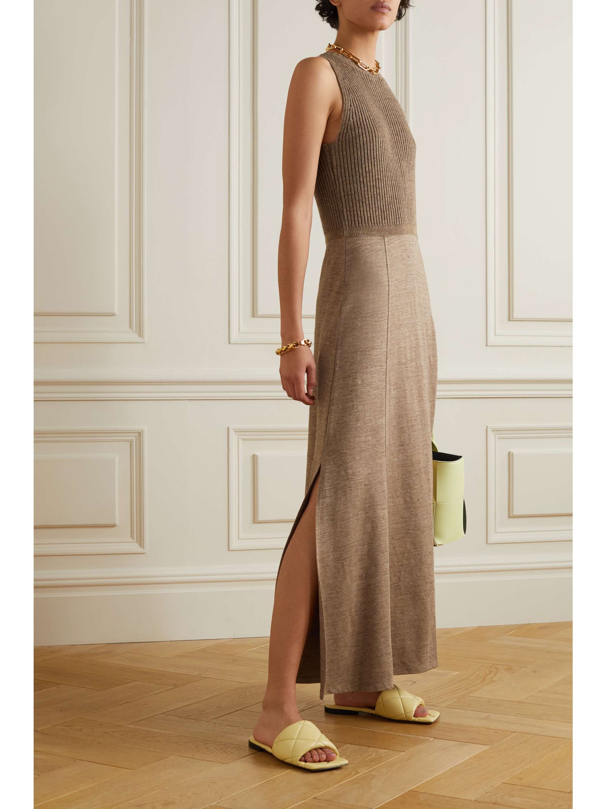 Torino ribbed linen-blend maxi dress