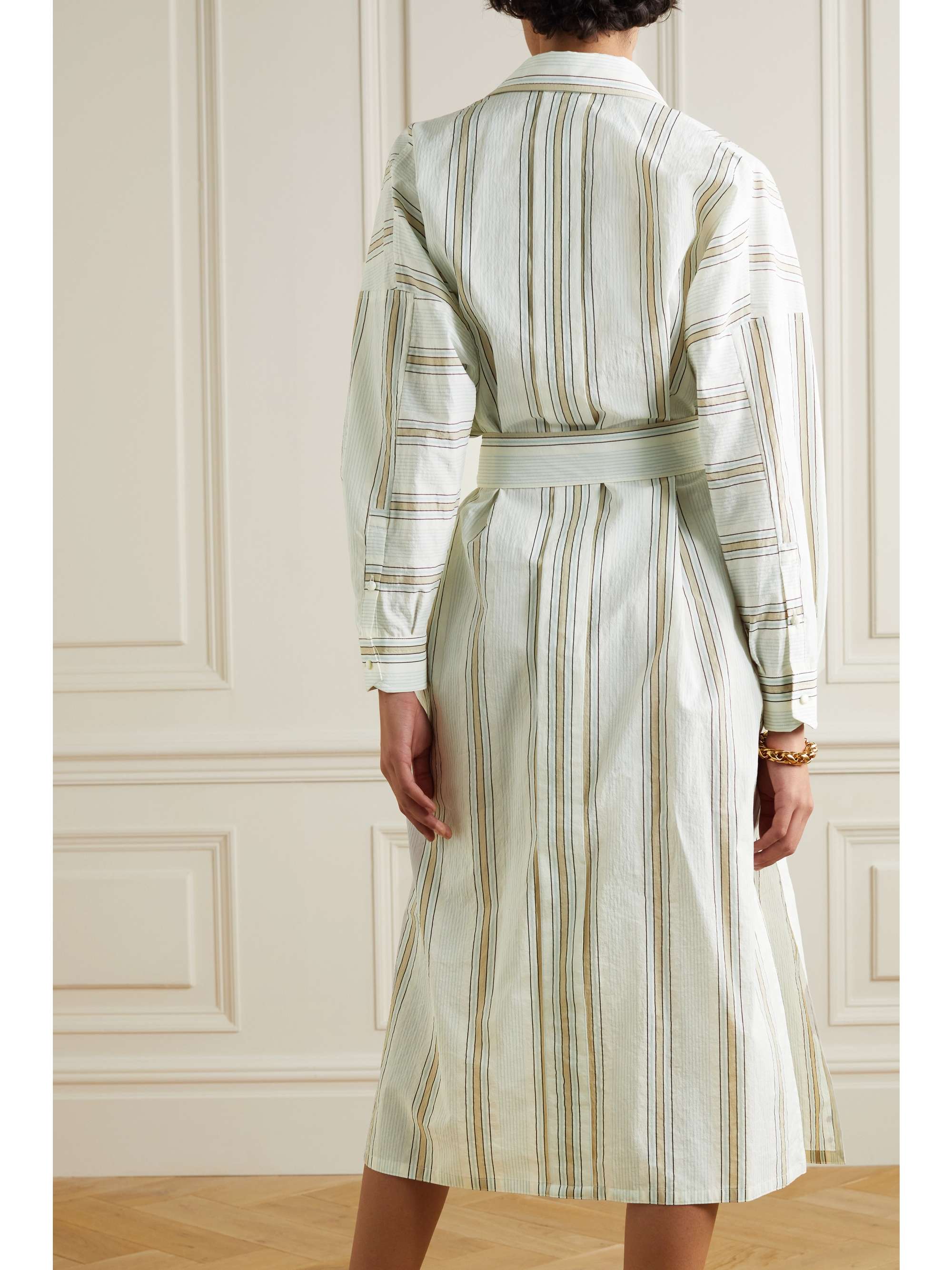 MAX MARA Deserto 配腰带条纹棉质混纺衬衫式连衣裙