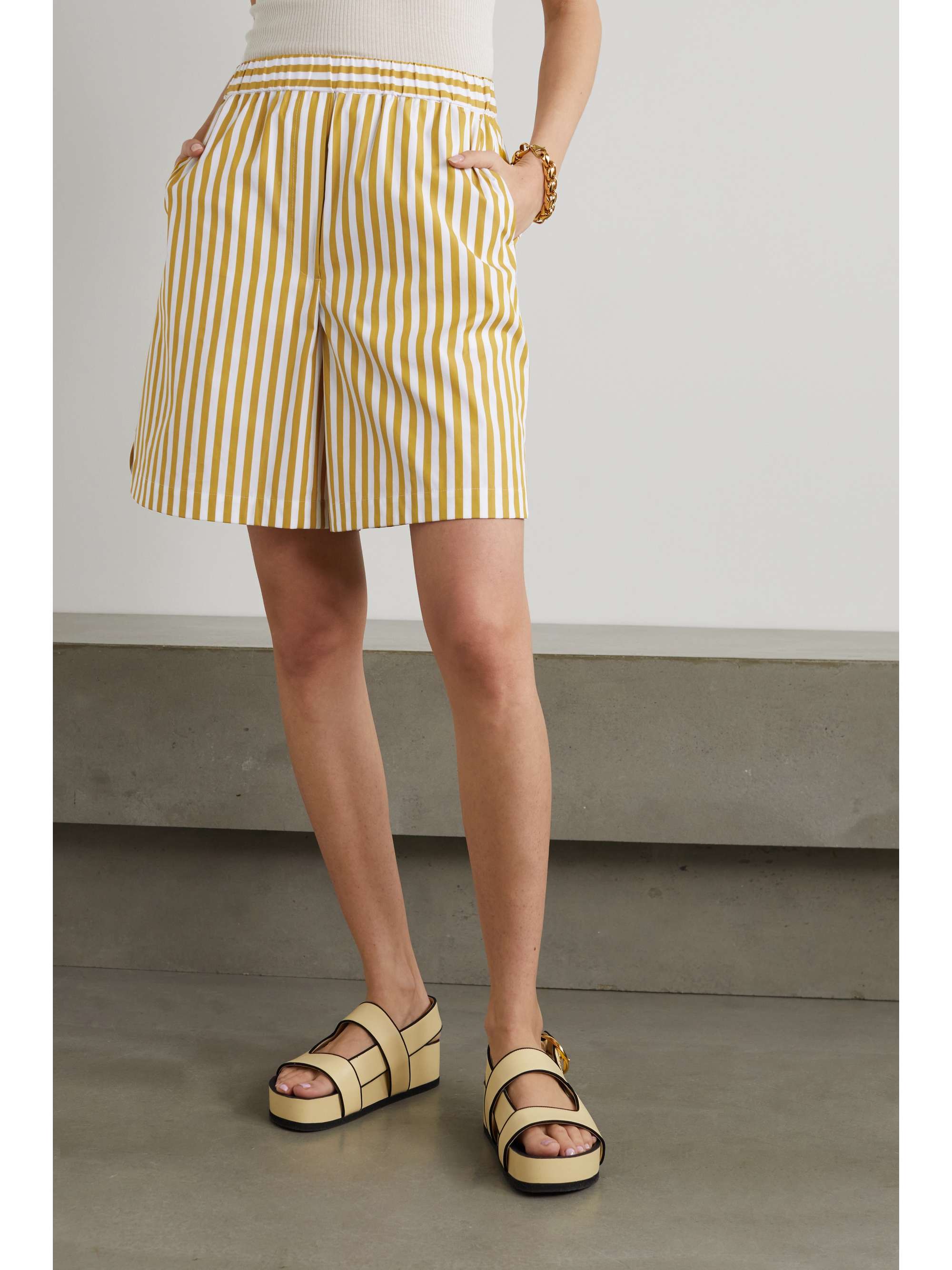 MAX MARA Leisure Caramba striped cotton-poplin shorts