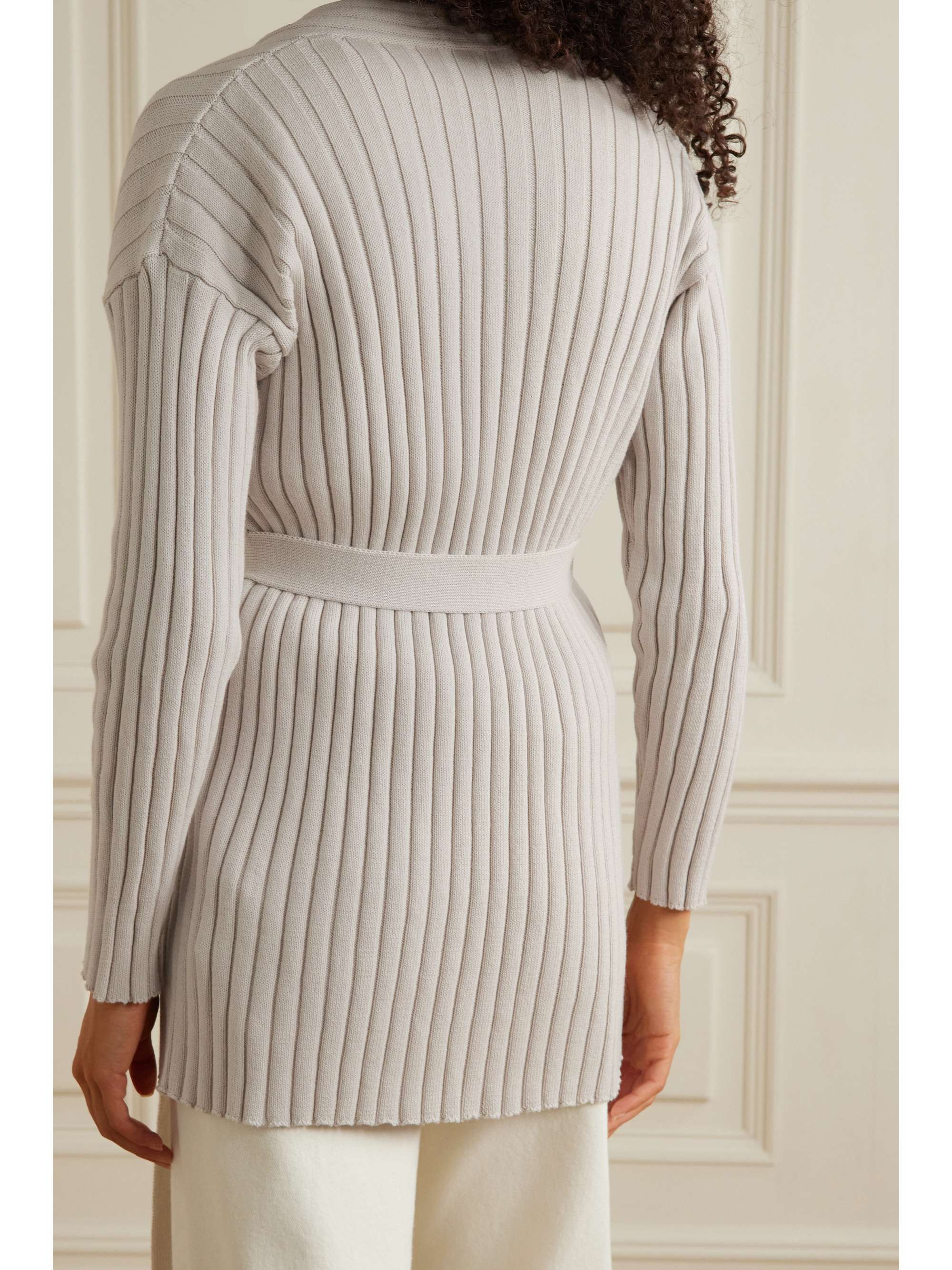 MAX MARA Leisure Viterbo belted ribbed cotton-blend cardigan