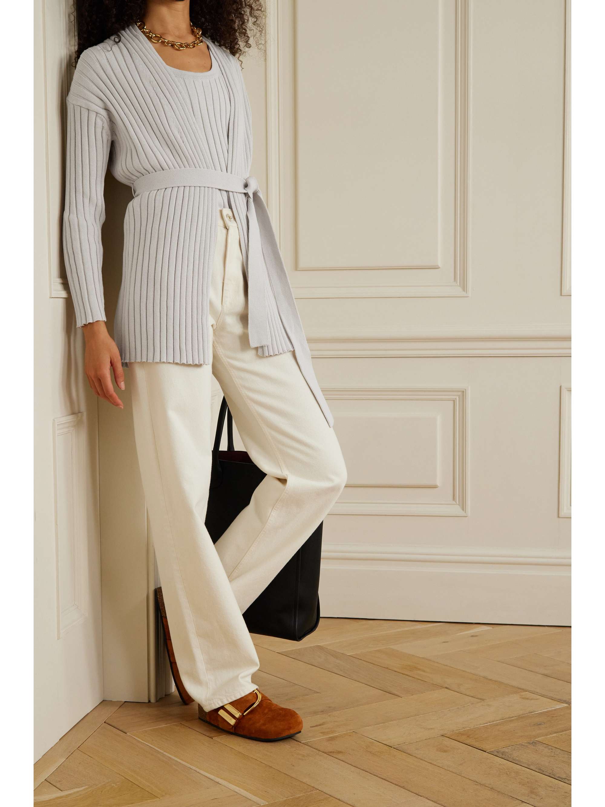MAX MARA Leisure Viterbo belted ribbed cotton-blend cardigan