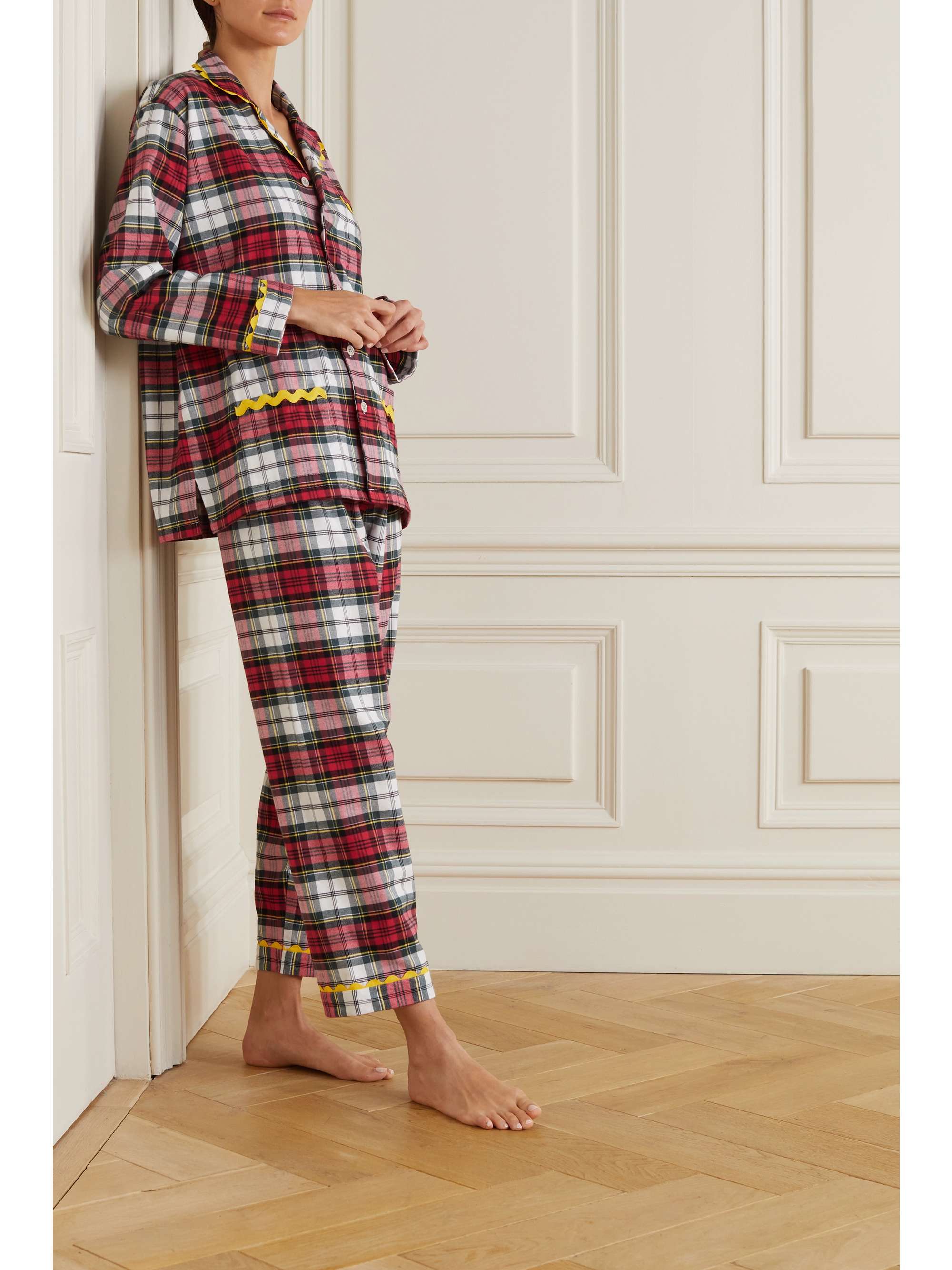 Bộ pyjama tartan cắt tỉa ric-rac của Thelma and Leah