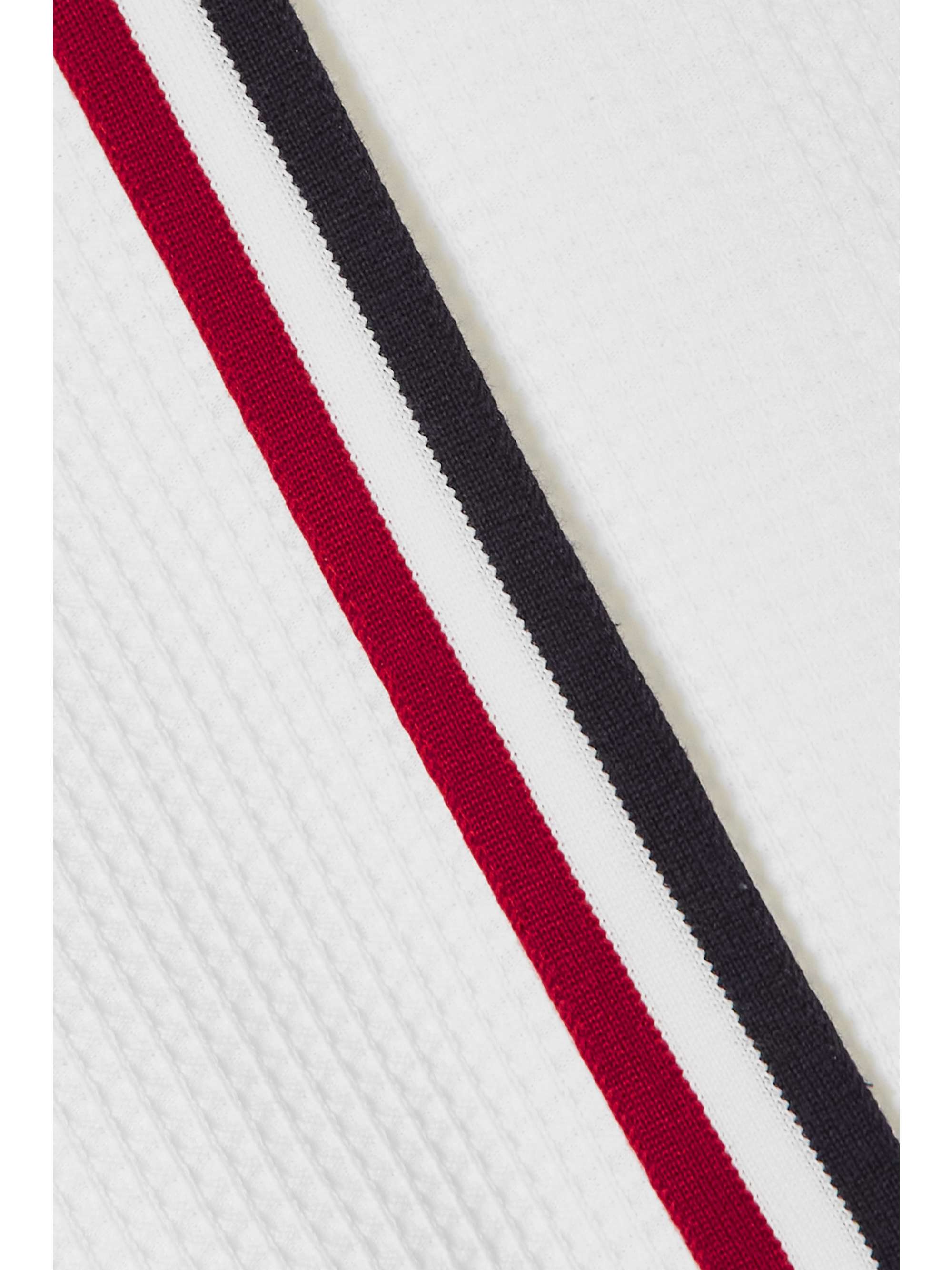 THOM BROWNE Wrap-effect striped waffle-knit cotton mini skirt