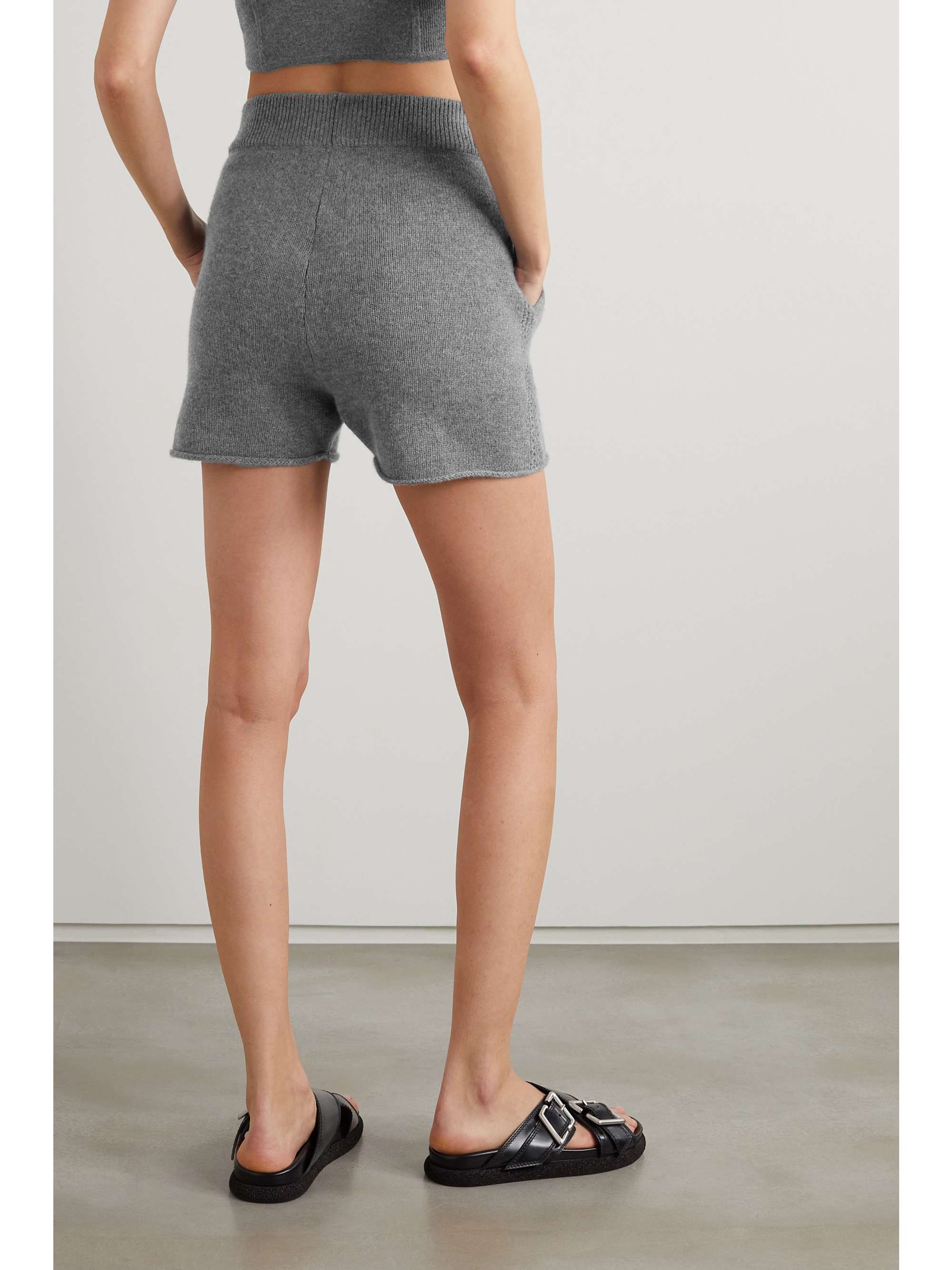 LE KASHA Morzine pointelle-knit organic cashmere shorts