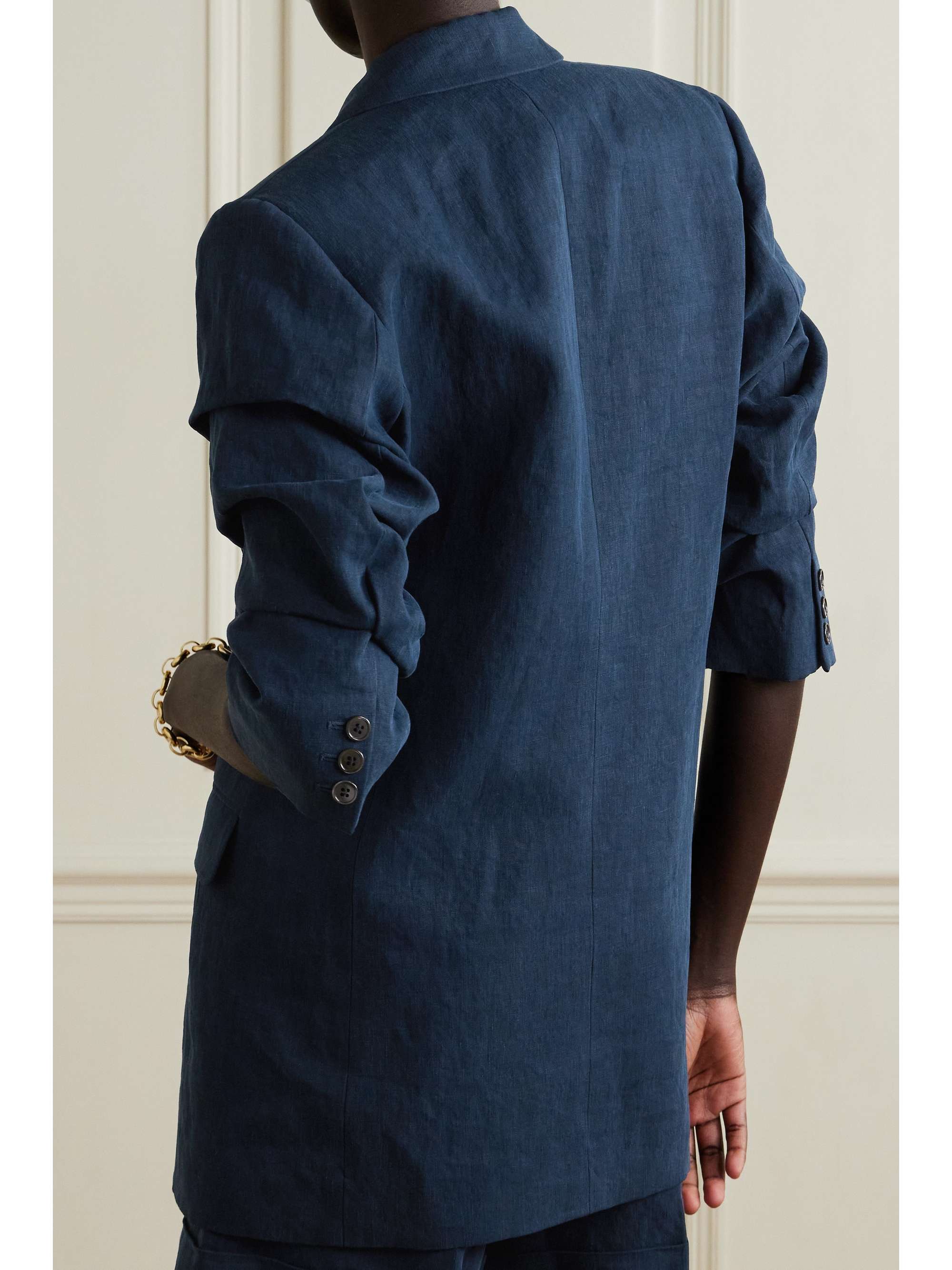 MICHAEL KORS COLLECTION Gathered linen blazer