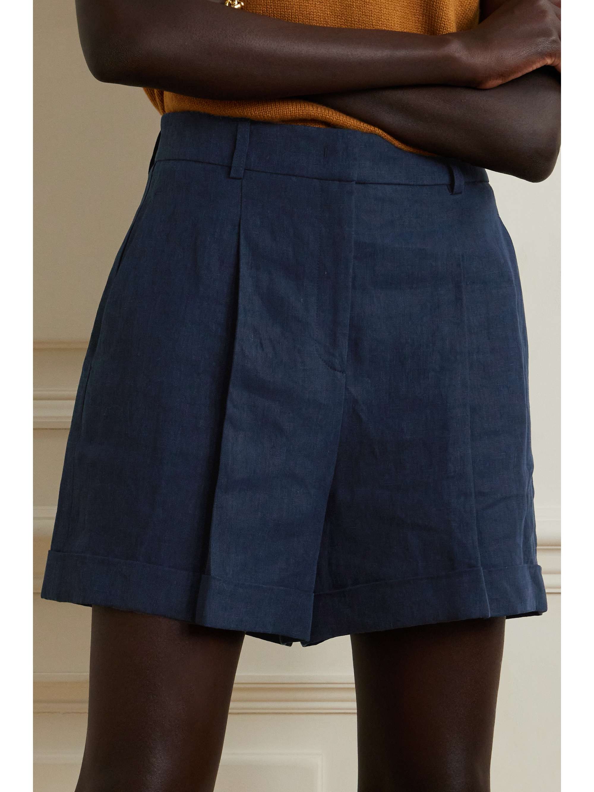 MICHAEL KORS COLLECTION Pleated linen shorts