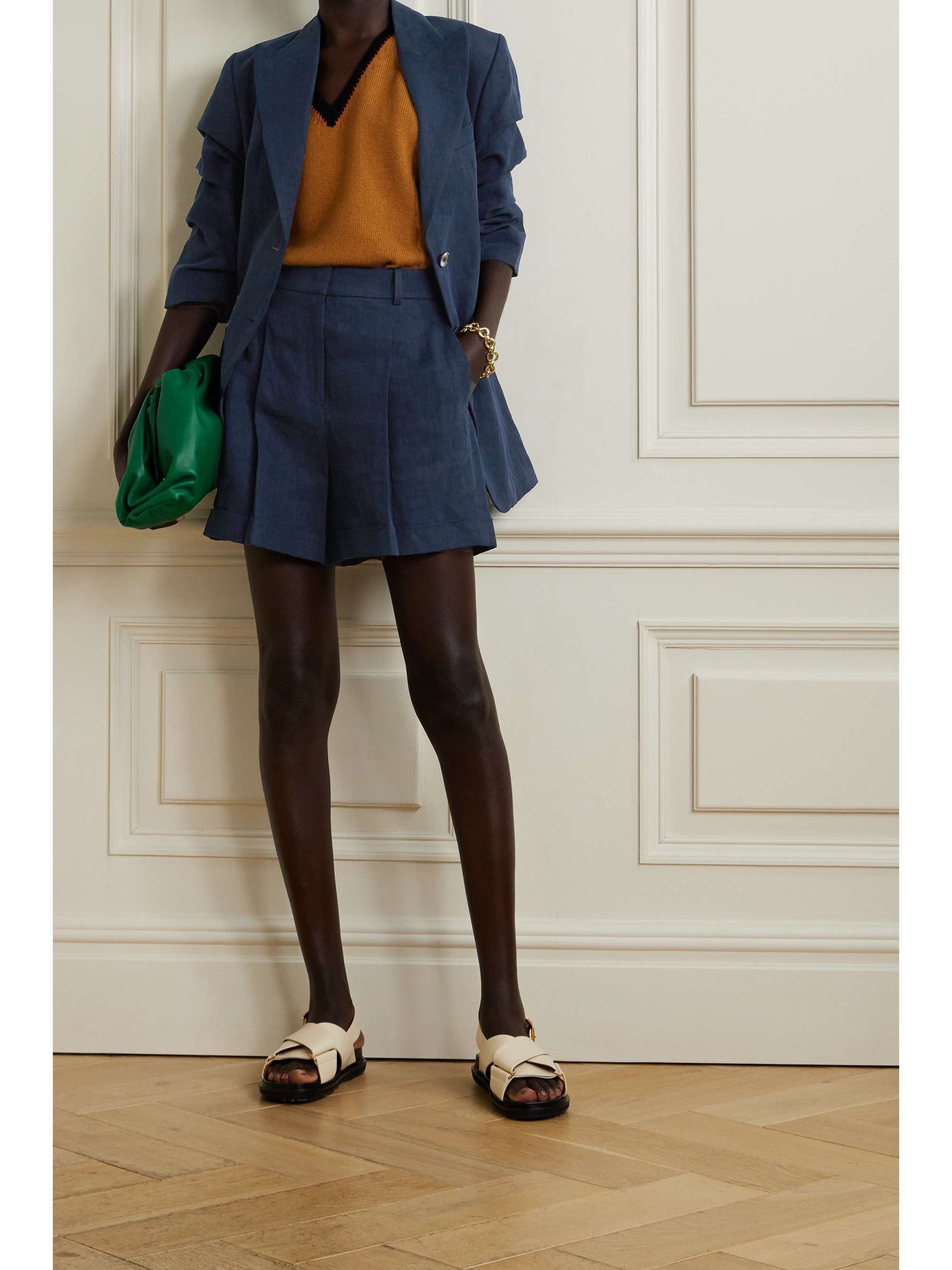 MICHAEL KORS COLLECTION Pleated linen shorts