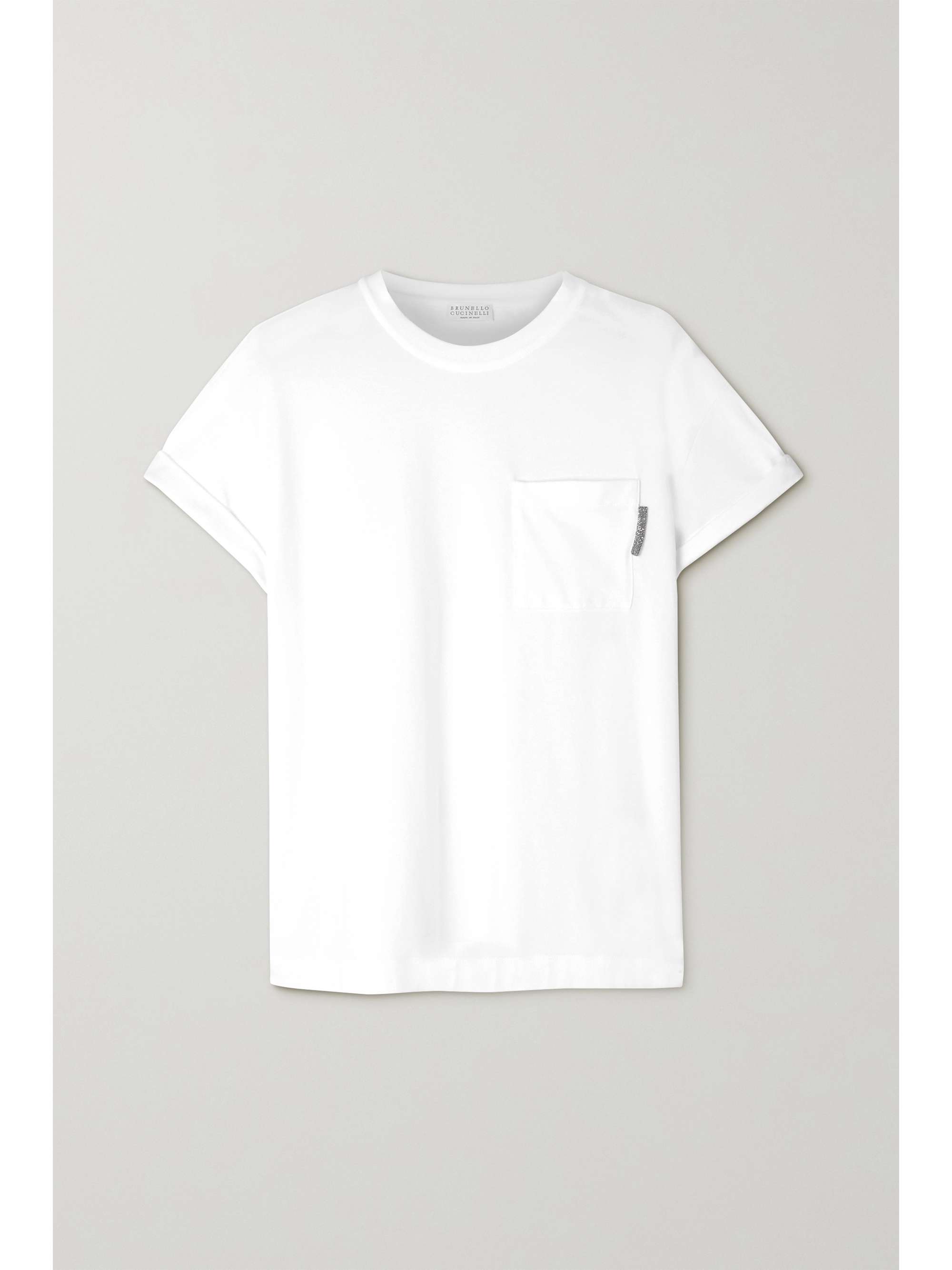 Bead-embellished stretch-cotton jersey 