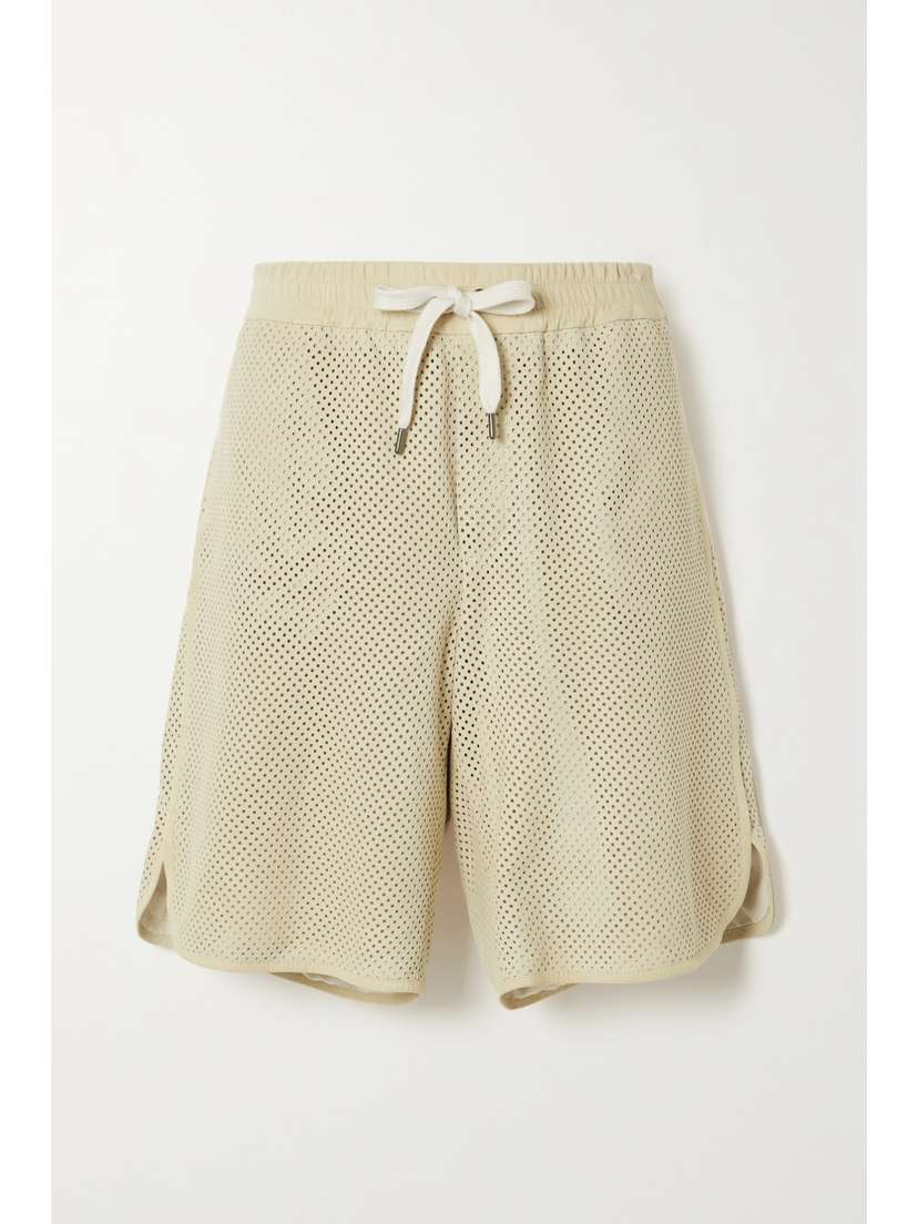 Brunello Cucinelli Perforated Leather Shorts
