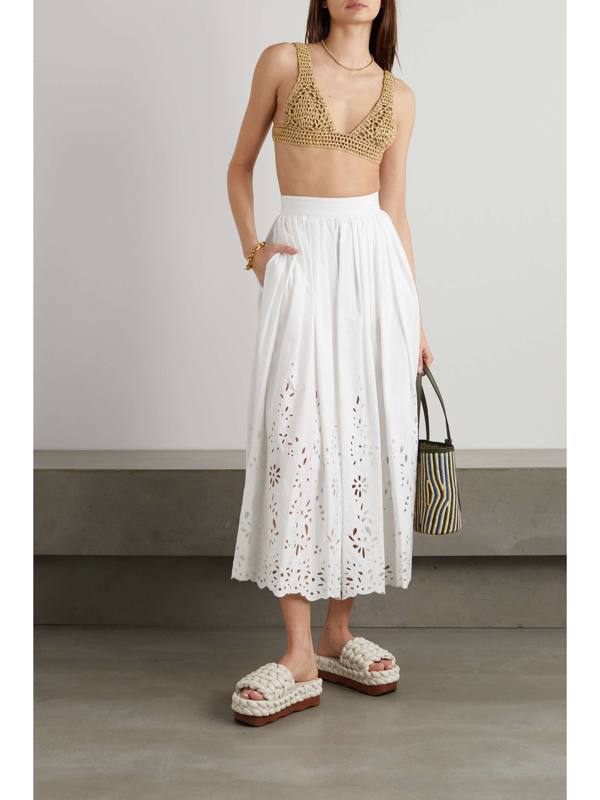 BRUNELLO CUCINELLI Crocheted raffia bralette