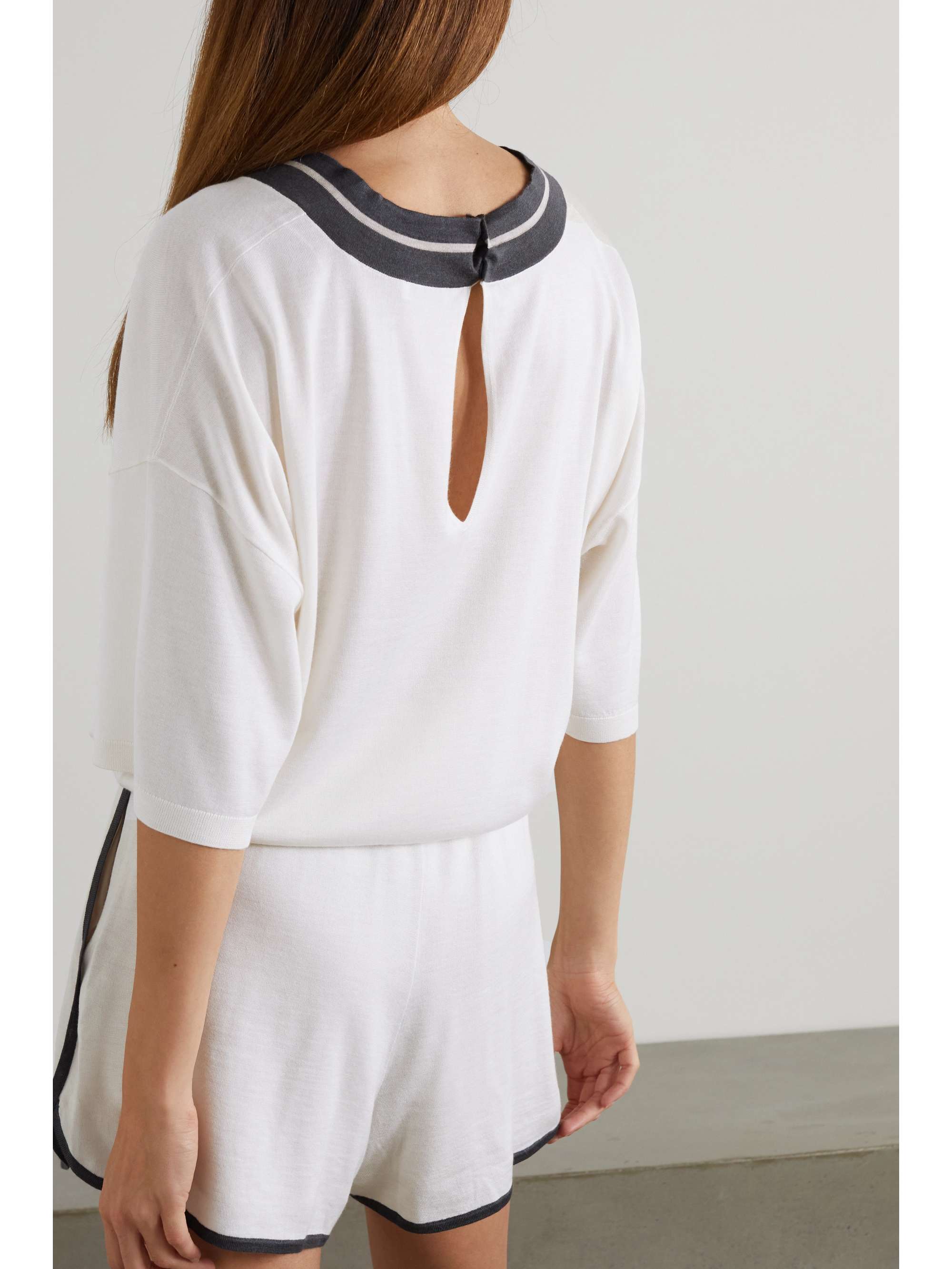BRUNELLO CUCINELLI Cashmere and silk-blend playsuit