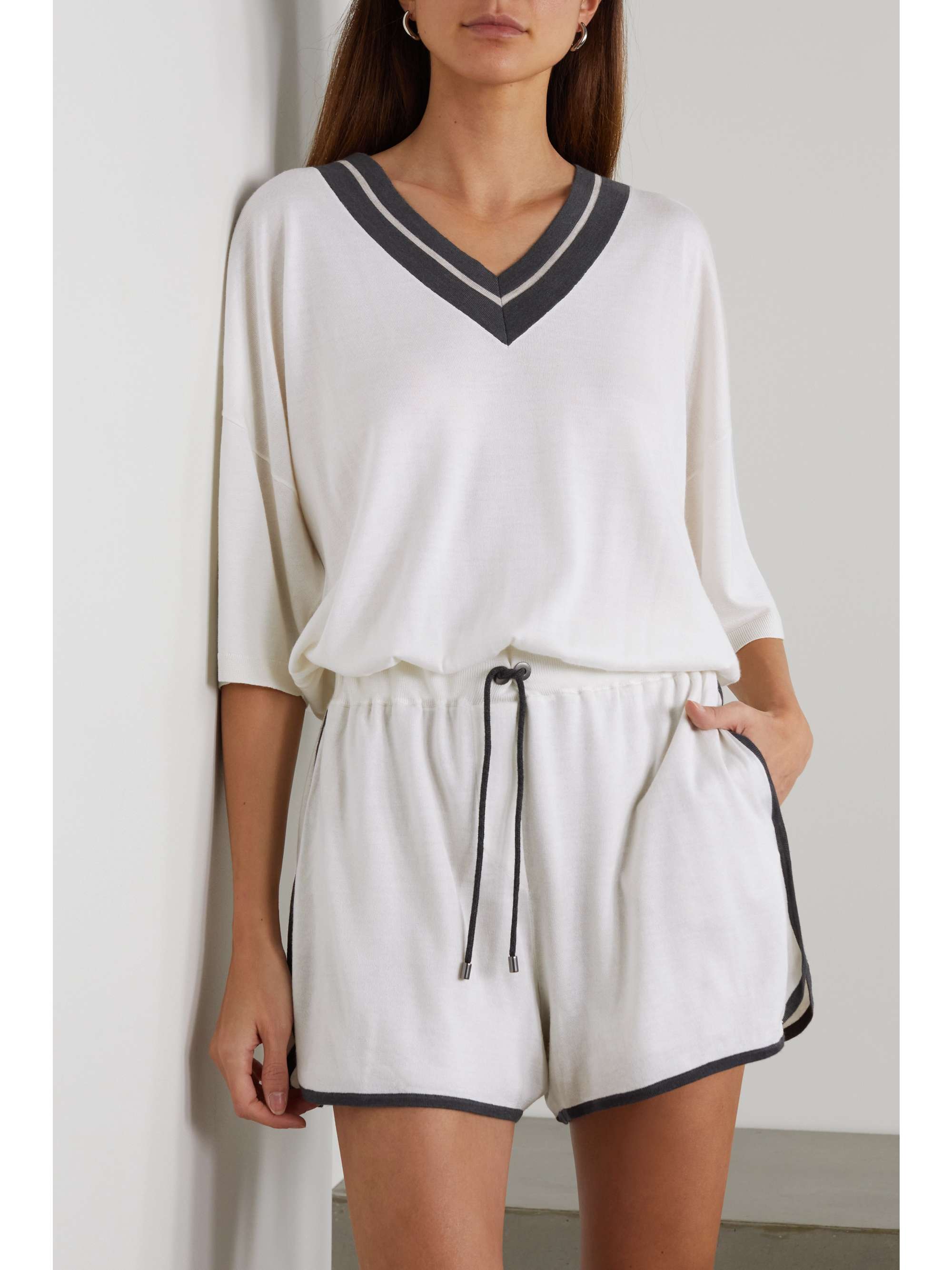 BRUNELLO CUCINELLI Cashmere and silk-blend playsuit