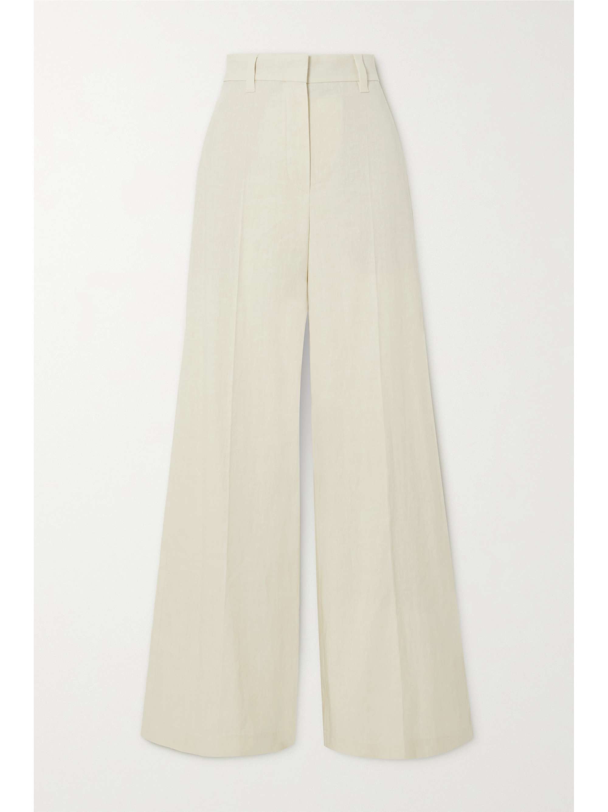 Cream Linen-blend wide-leg pants 