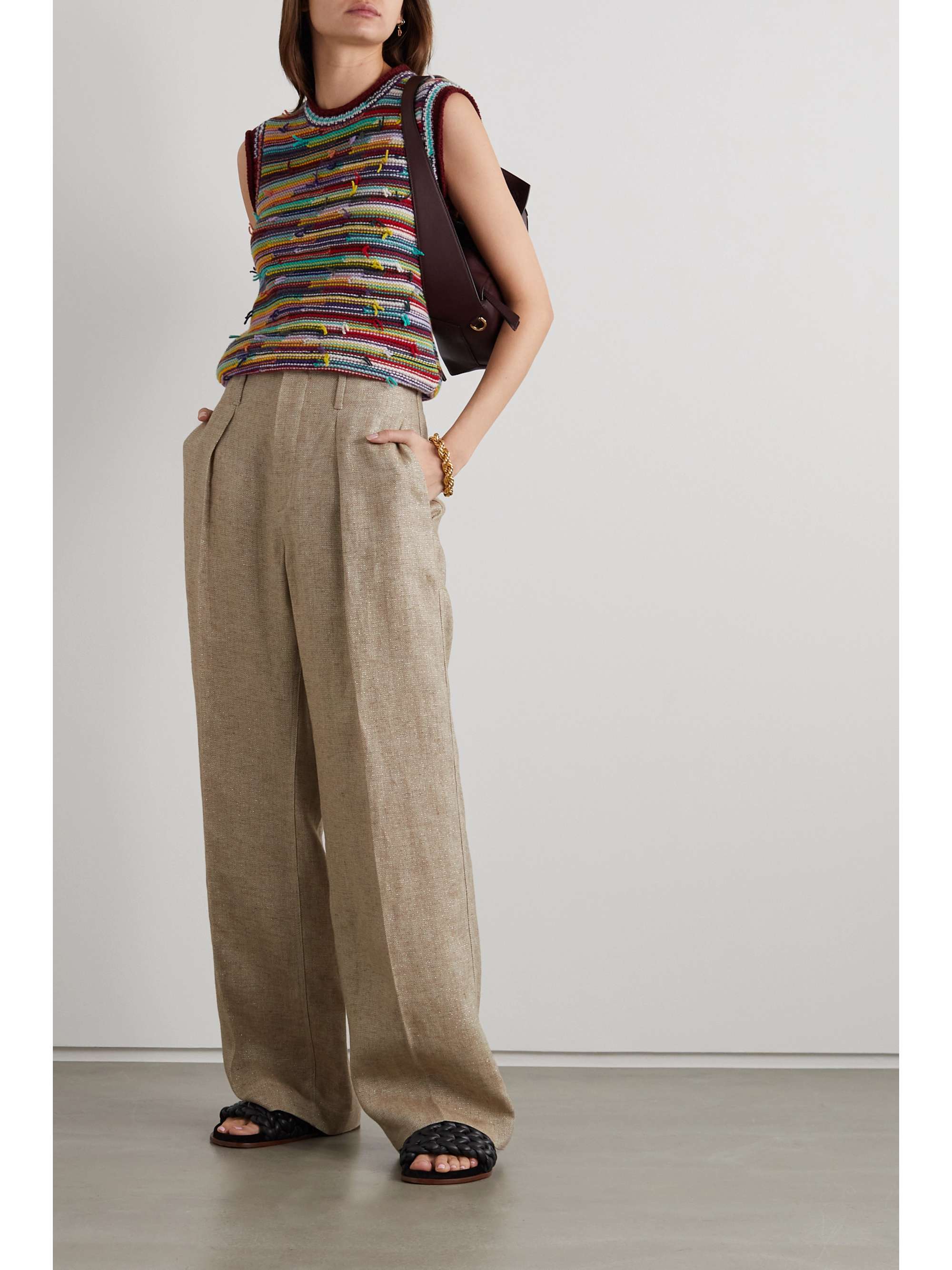 Linen blend wide leg on sale pants
