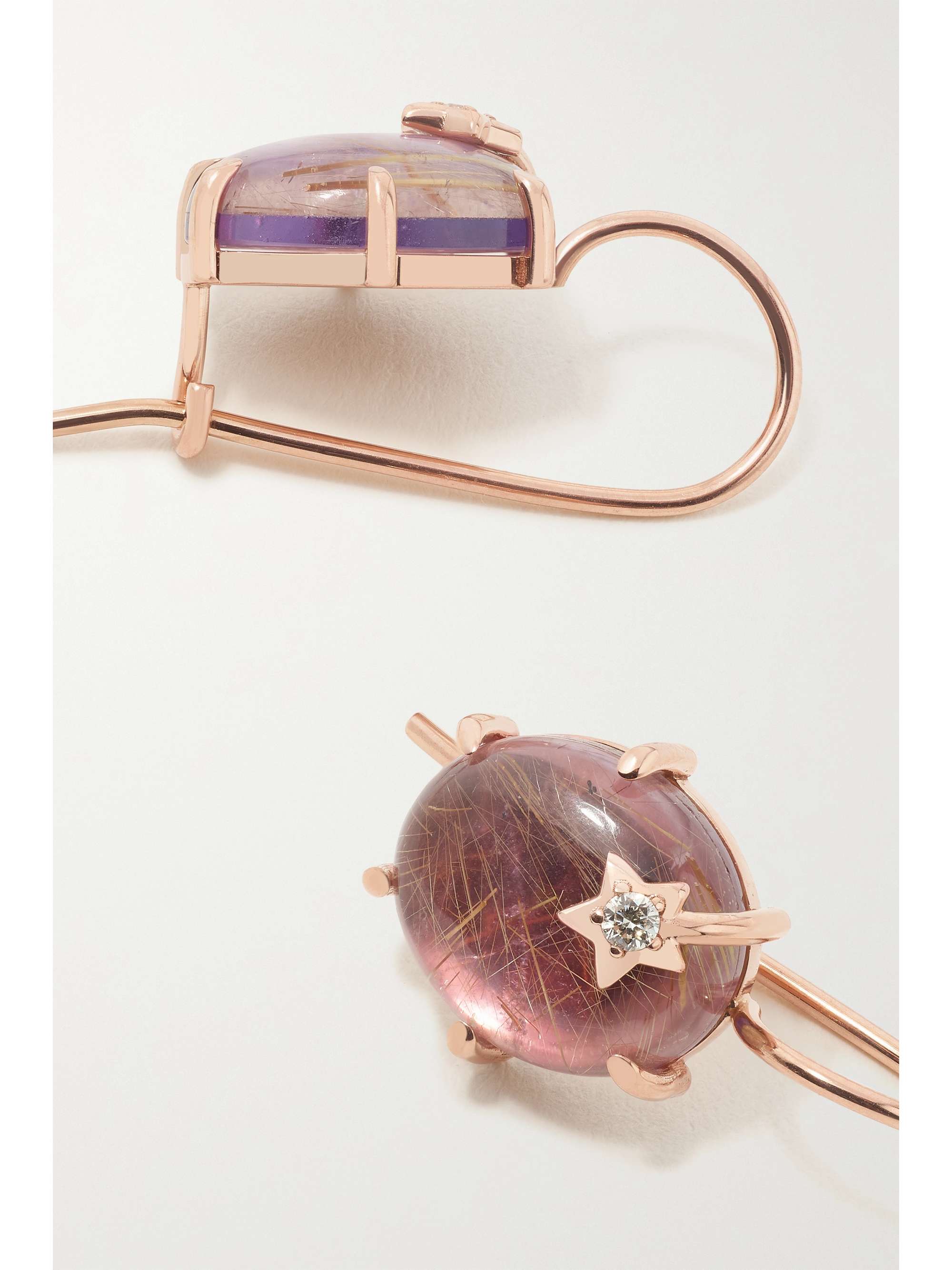 ANDREA FOHRMAN Mini Galaxy 18-karat rose gold, rose de France and diamond earrings