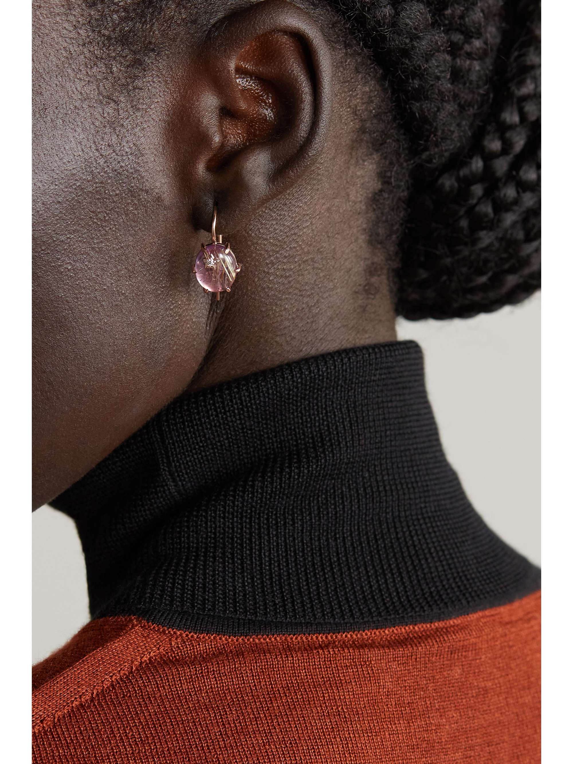ANDREA FOHRMAN Mini Galaxy 18-karat rose gold, rose de France and diamond earrings