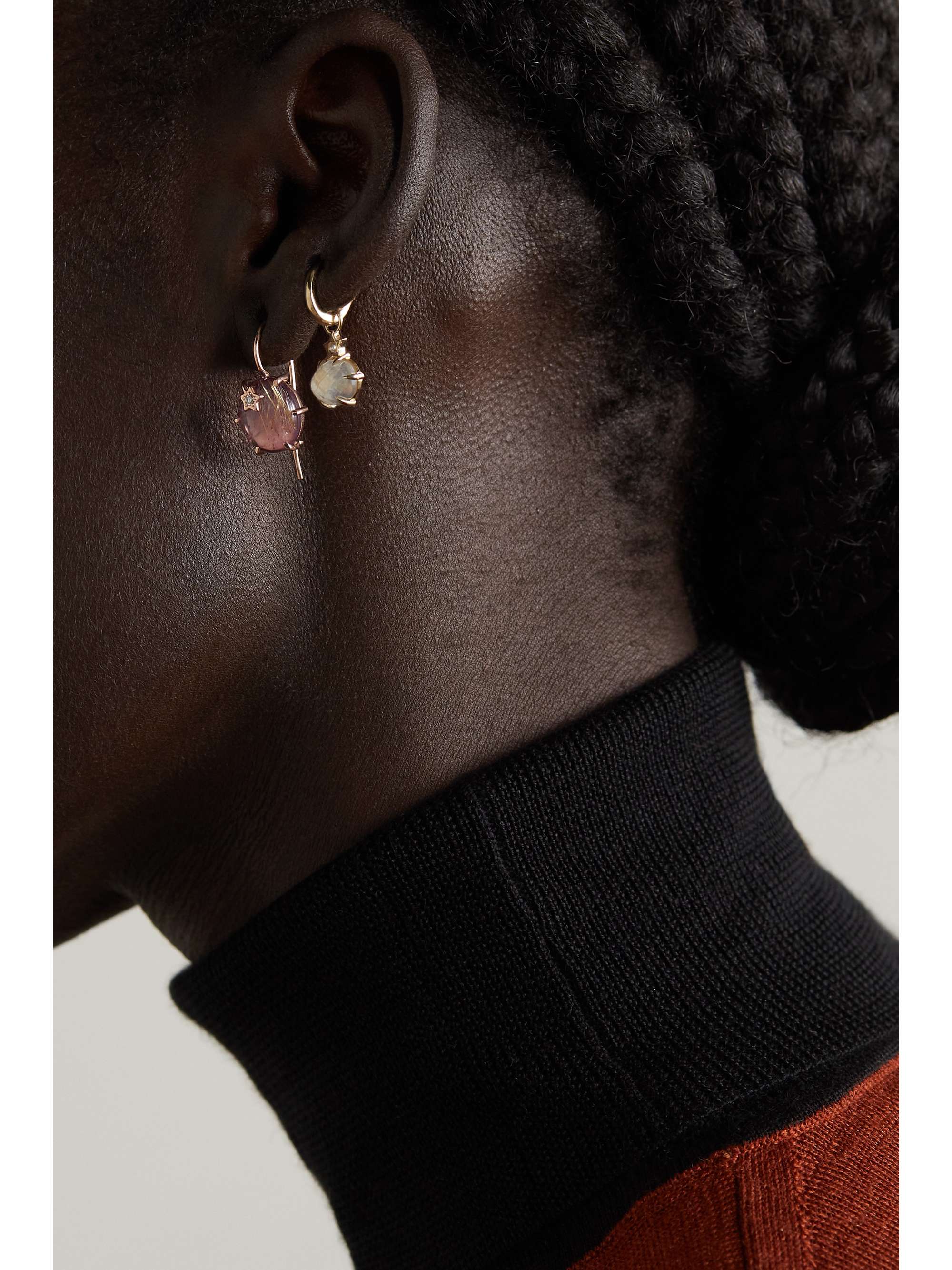 ANDREA FOHRMAN Mini Galaxy 18-karat rose gold, rose de France and diamond earrings