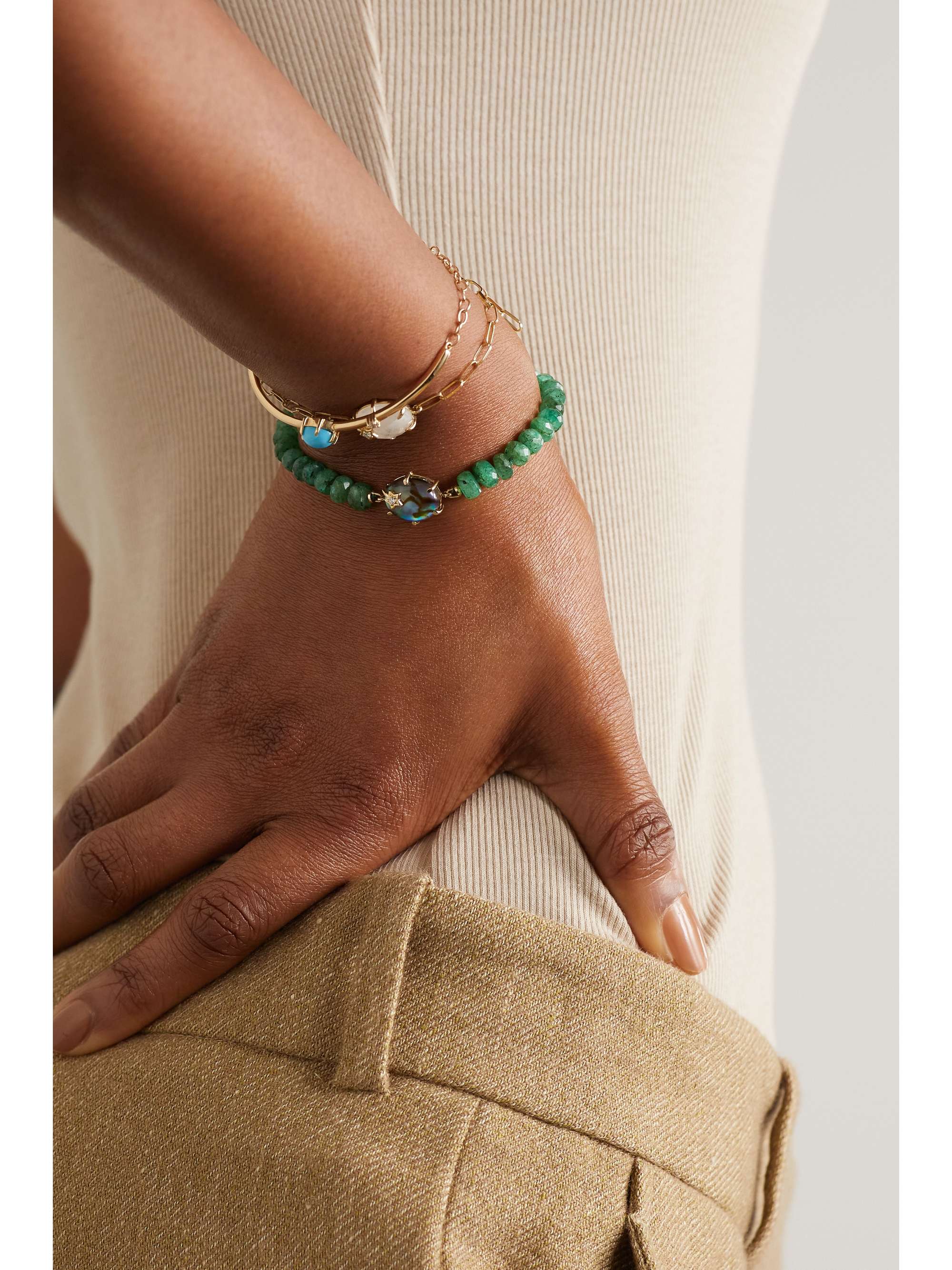 ANDREA FOHRMAN Mini Galaxy 14-karat gold multi-stone bracelet