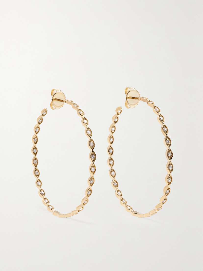 Sydney Evan Evil Eye 14-karat  Diamond Hoop Earrings