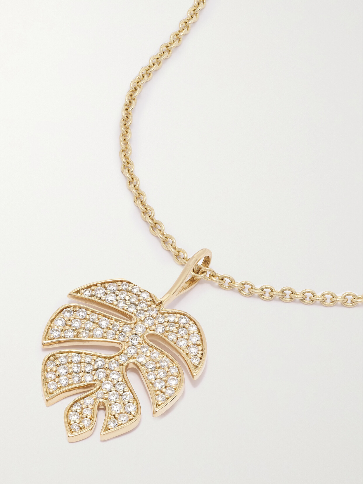 Sydney Evan - Monstera 14-karat Gold Diamond Necklace - one size 22 Awaiting product image