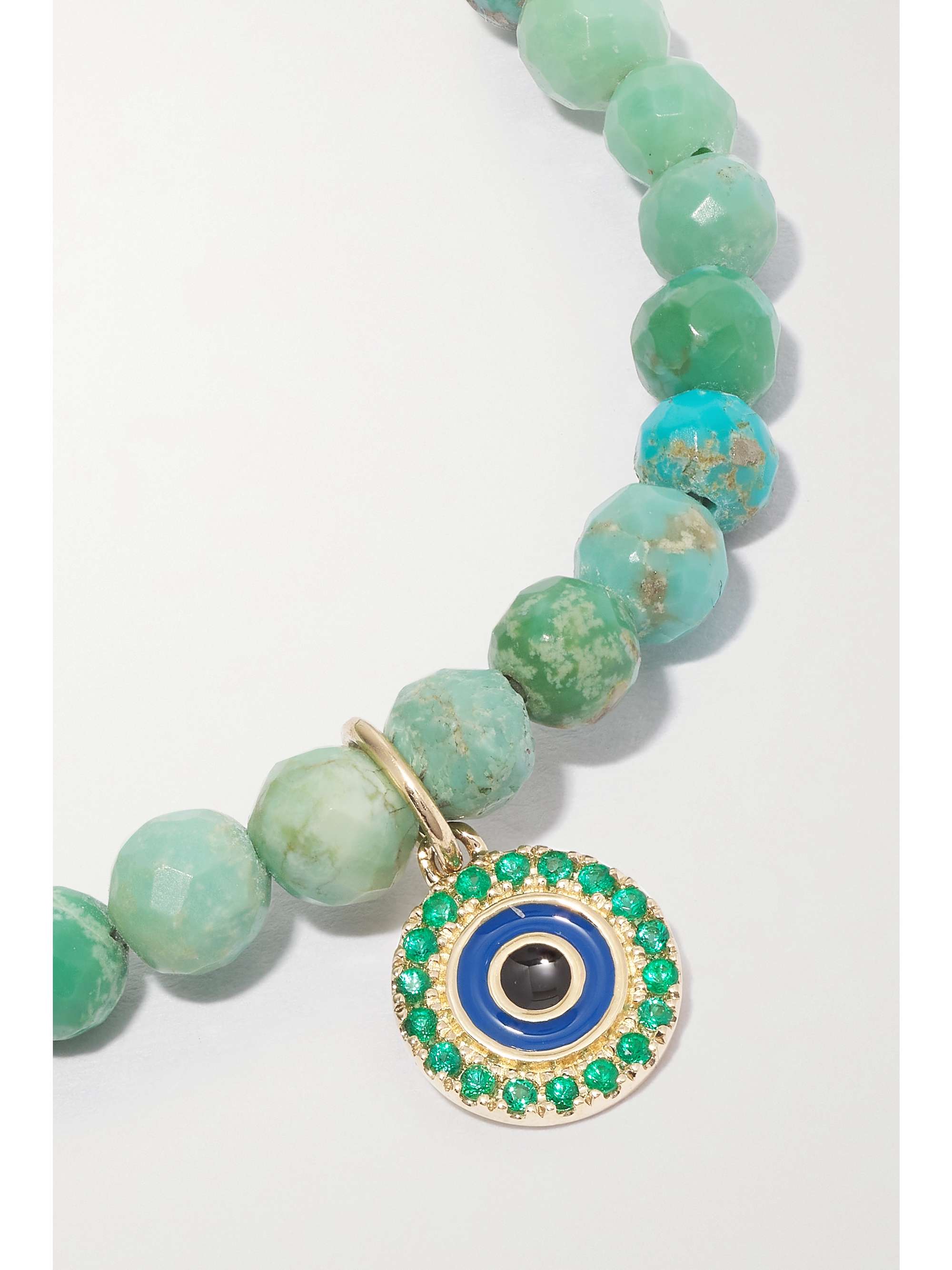 SYDNEY EVAN Evil Eye 14-karat gold, enamel, opal and emerald bracelet