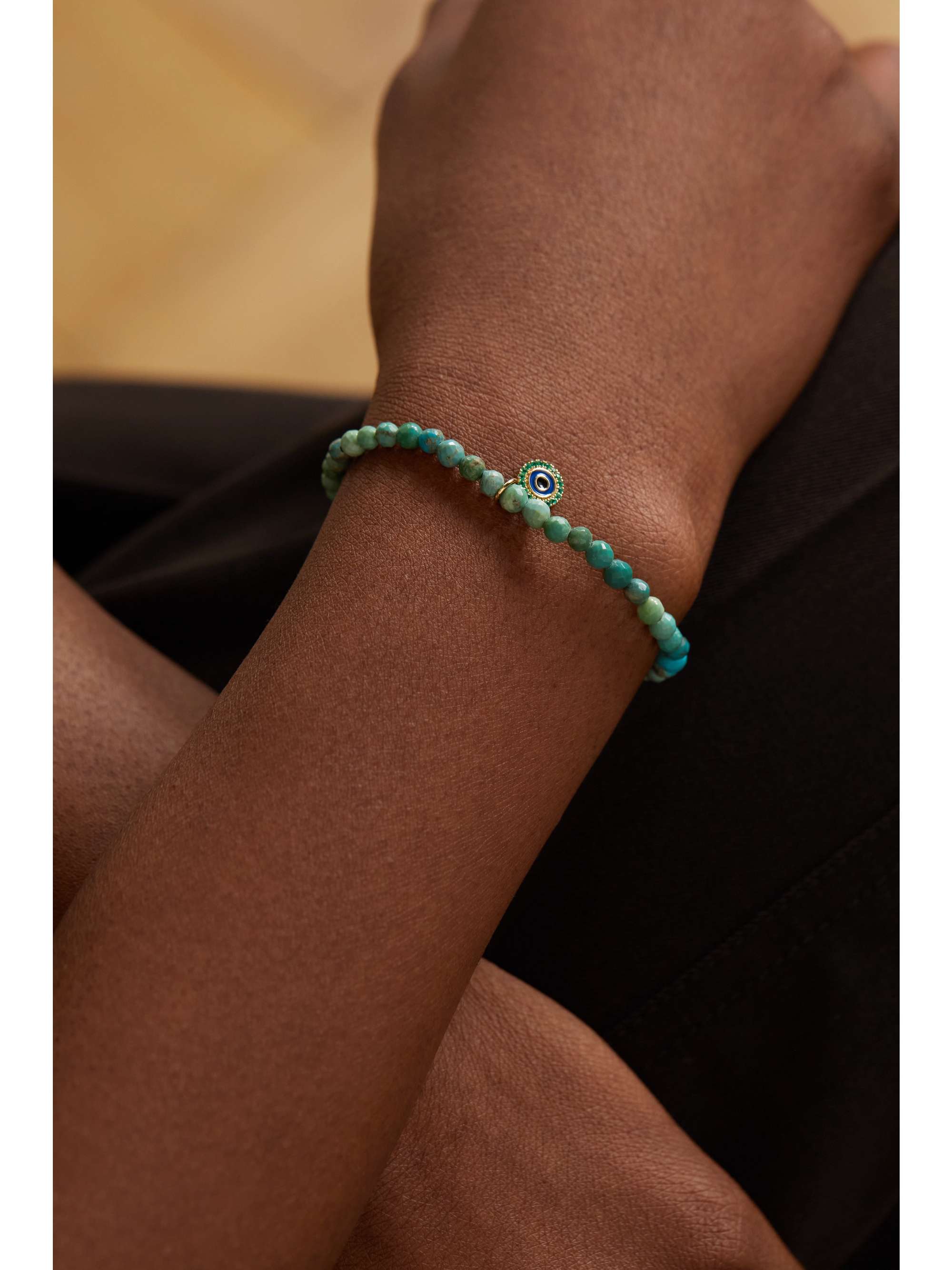 SYDNEY EVAN Evil Eye 14-karat gold, enamel, opal and emerald bracelet