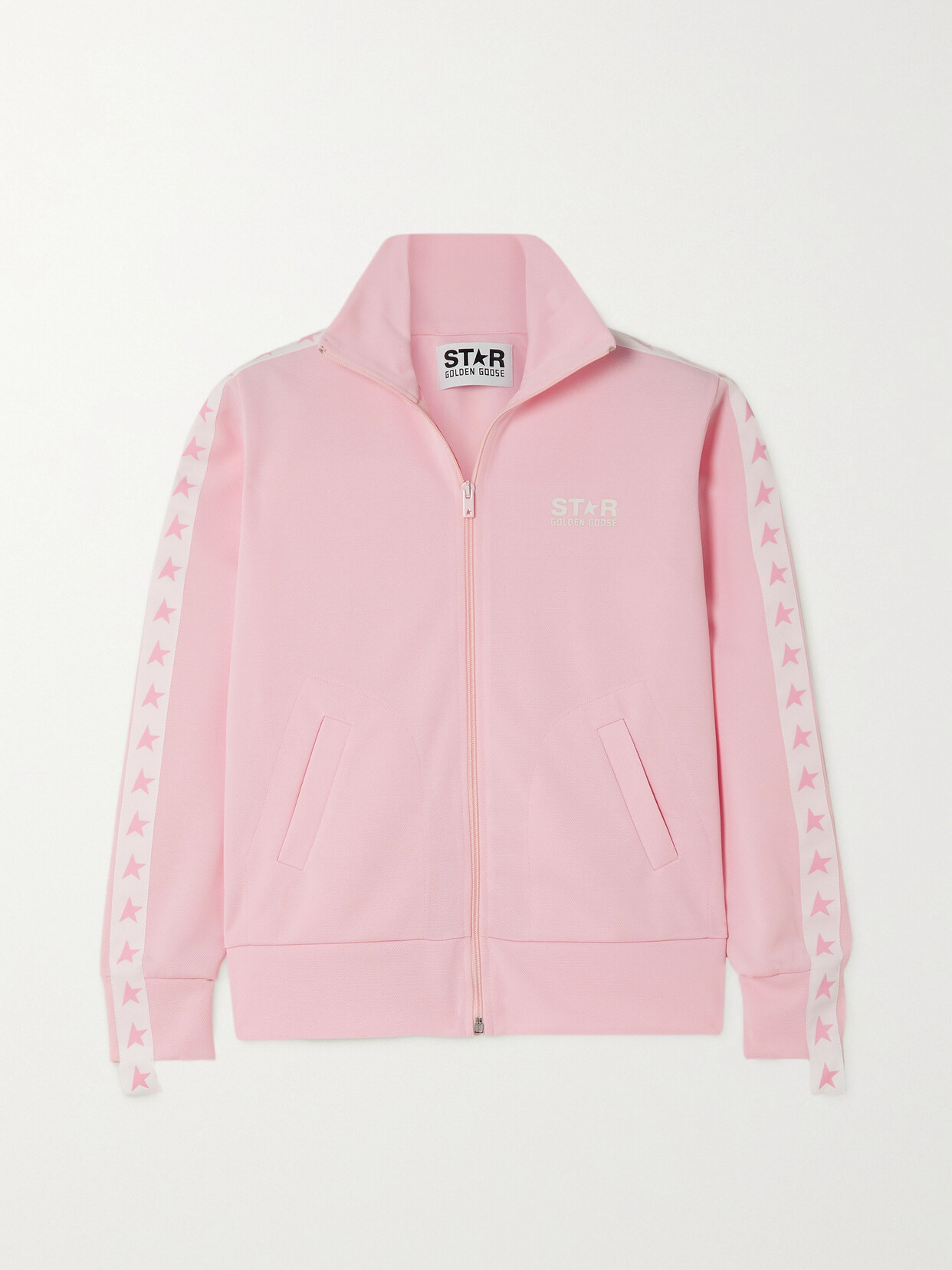 Shop Golden Goose Webbing-trimmed Piqué Track Jacket In Pink