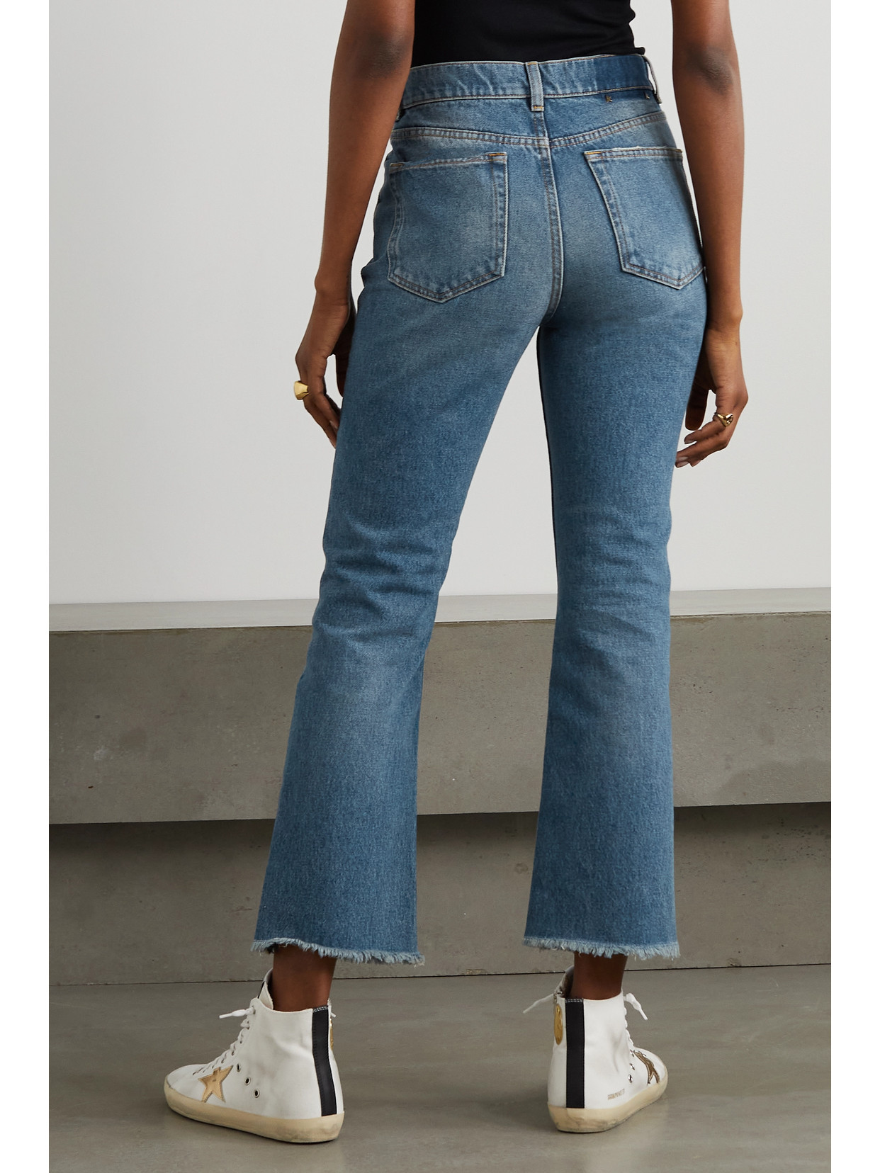 Shop Golden Goose Golden High-rise Cropped Flared Jeans In Blue