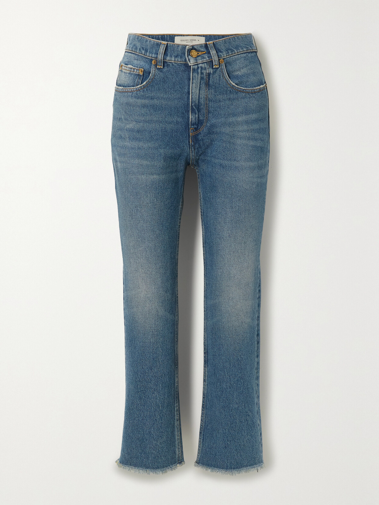 Shop Golden Goose Golden High-rise Cropped Flared Jeans In Blue