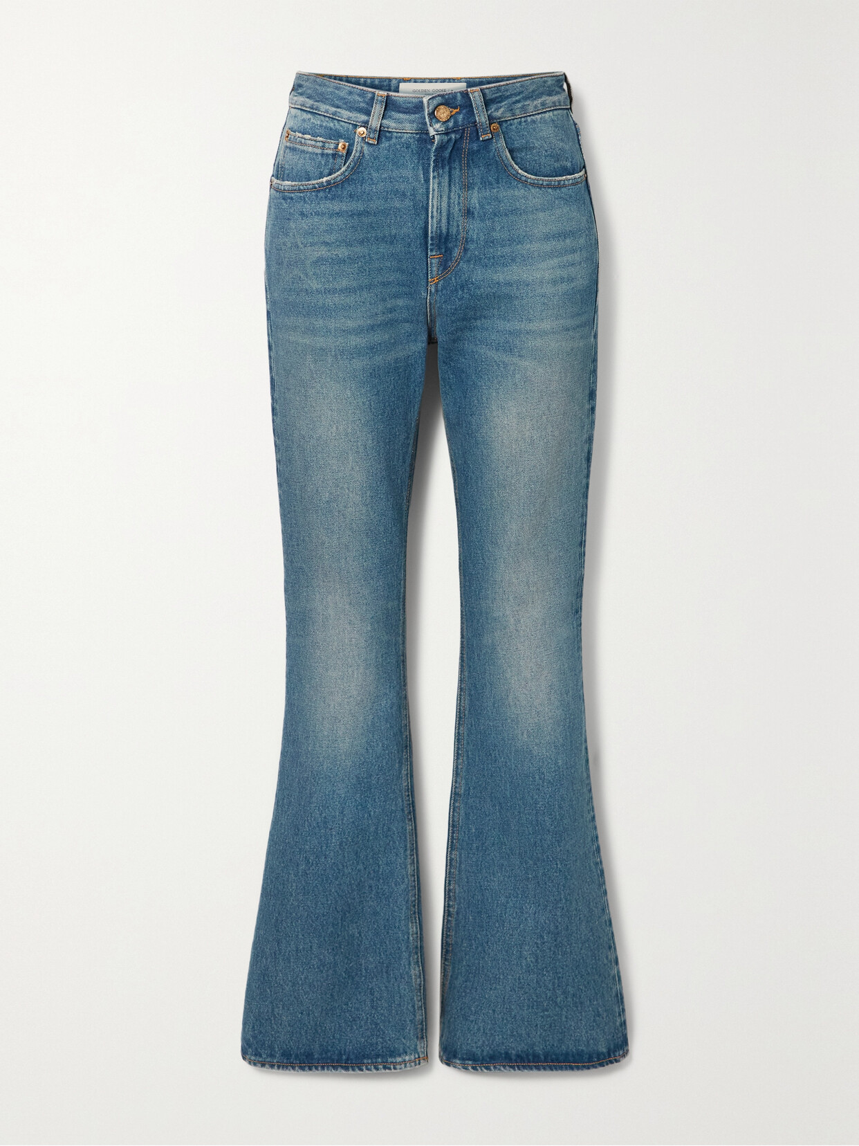 Golden Goose Journey Distressed High-rise Flared Jeans - Blue