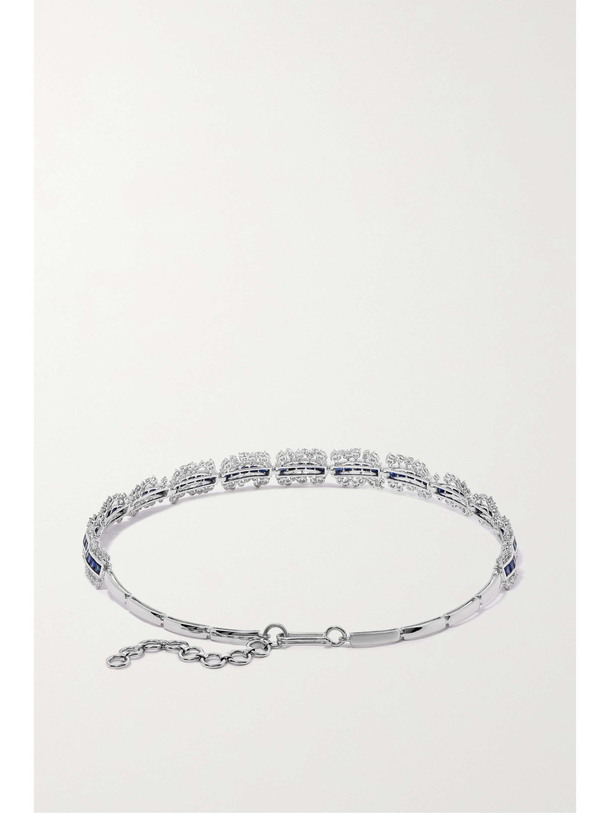 ANANYA Scatter 18-karat white gold, sapphire and diamond choker