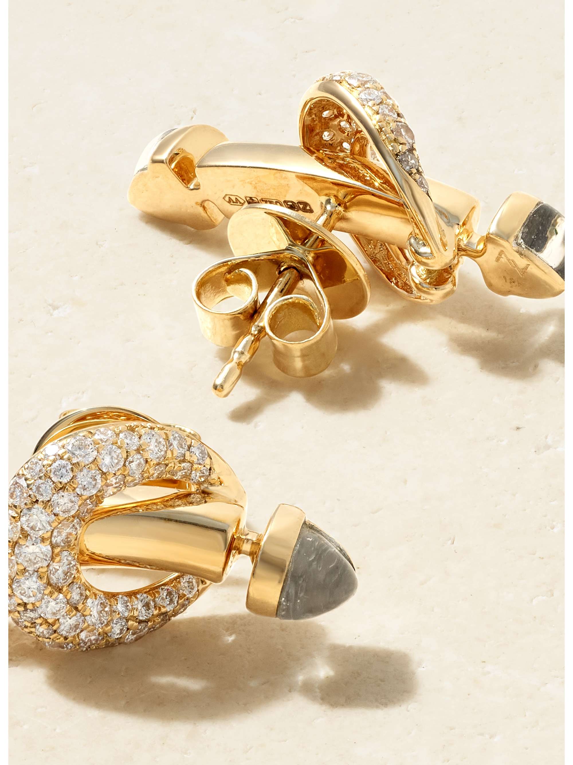 ANANYA 18-karat gold, crystal quartz and diamond earrings