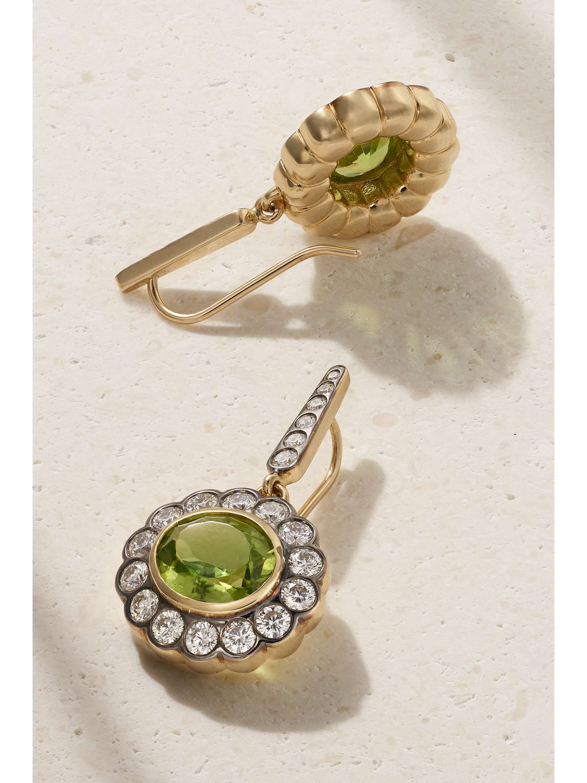 MARLO LAZ Alexandra 14-karat gold, emerald and diamond earrings