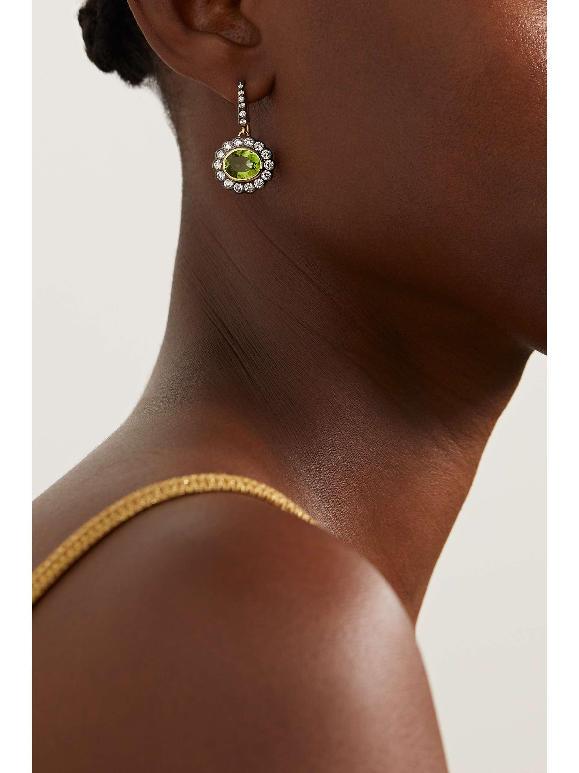 MARLO LAZ Alexandra 14-karat gold, emerald and diamond earrings